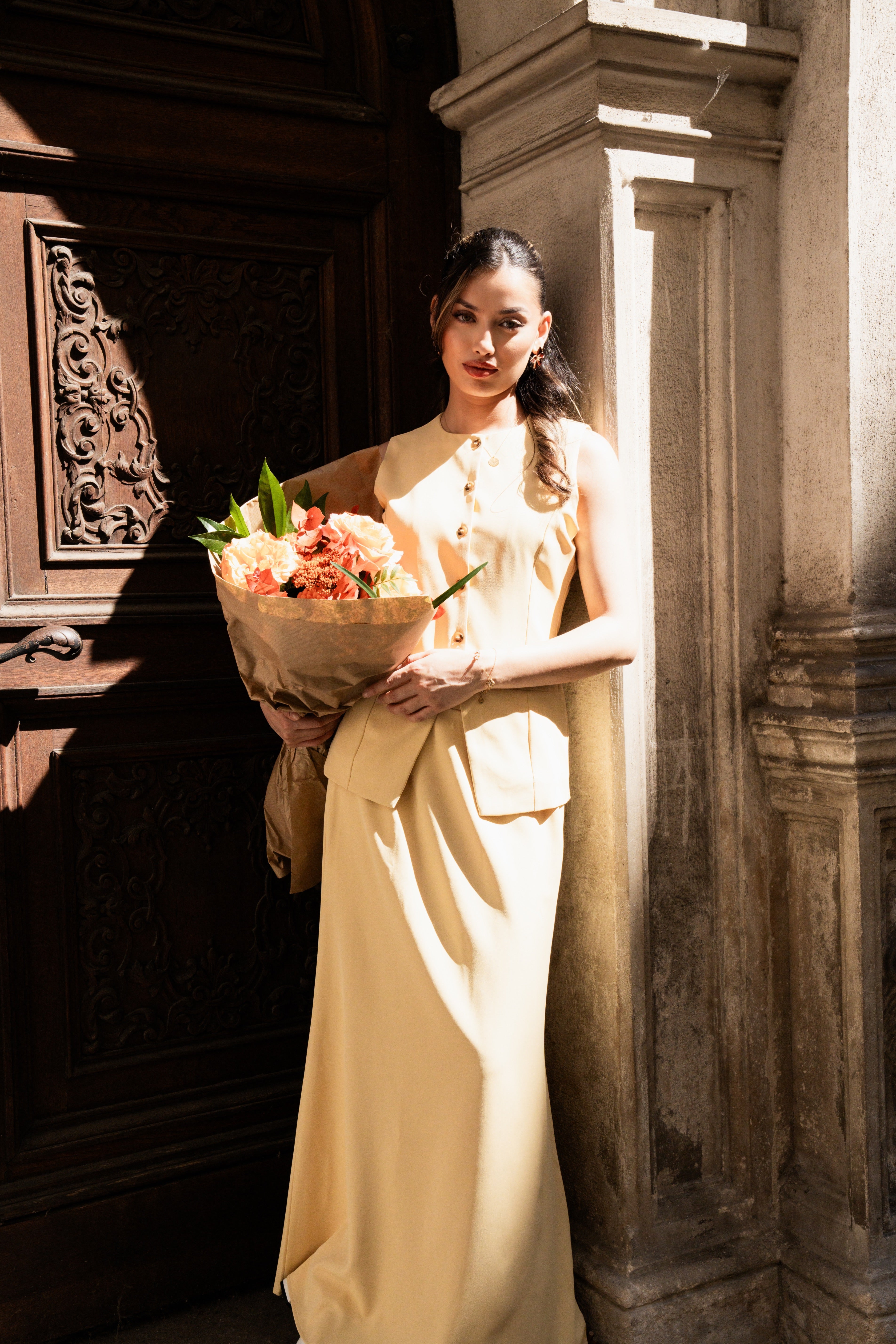 old vienna skirt - butter yellow