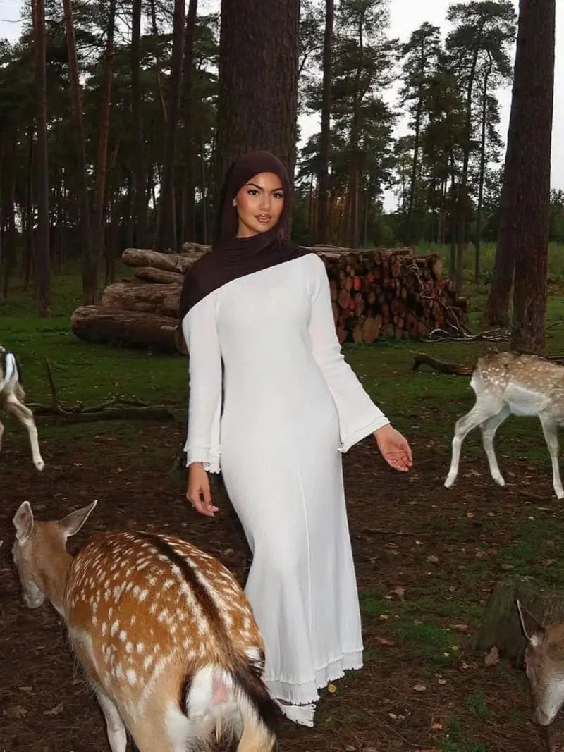 RUFFLED MAXI DRESS - WHITE