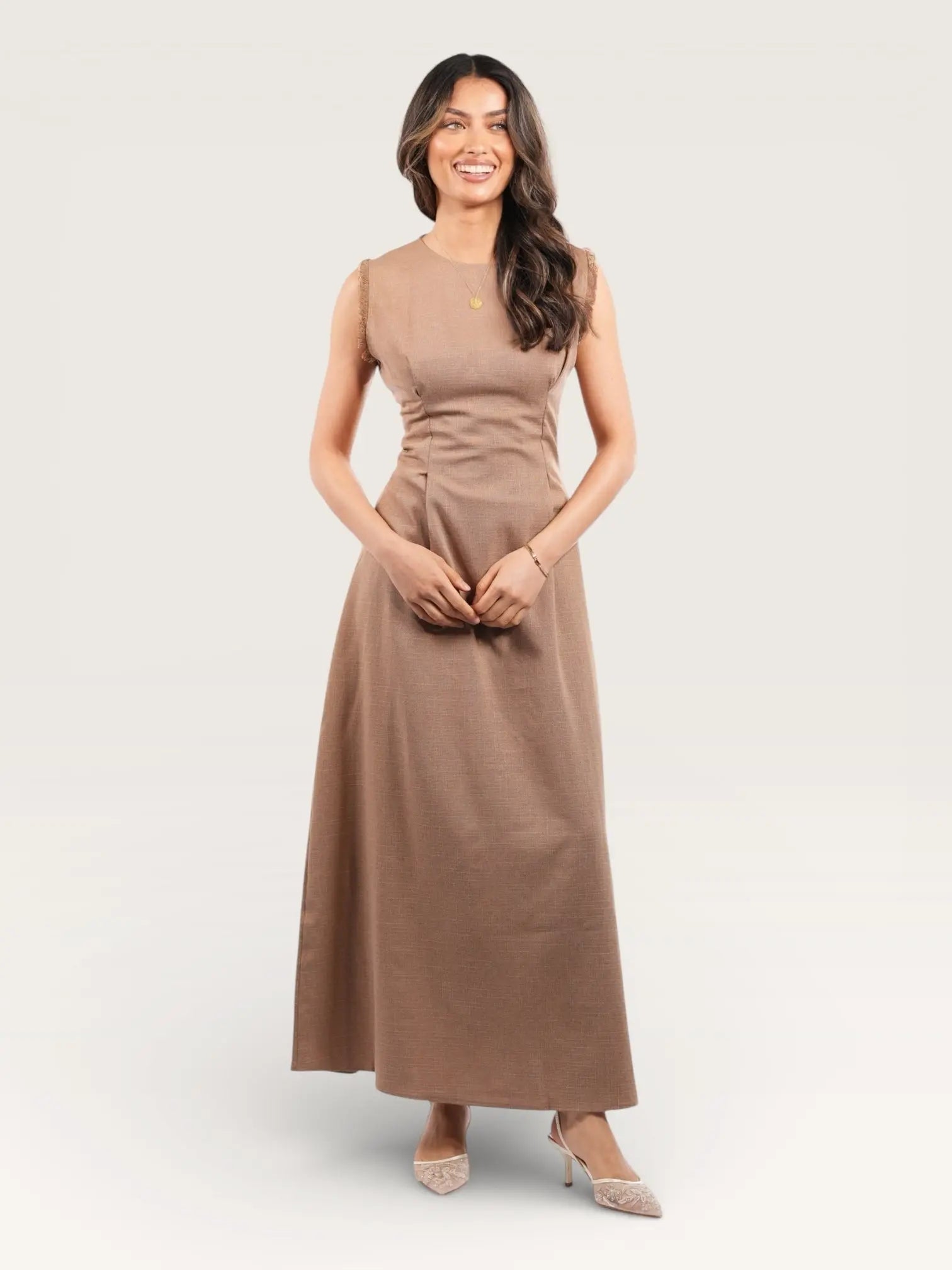 linen corset & kimono - brown mousse