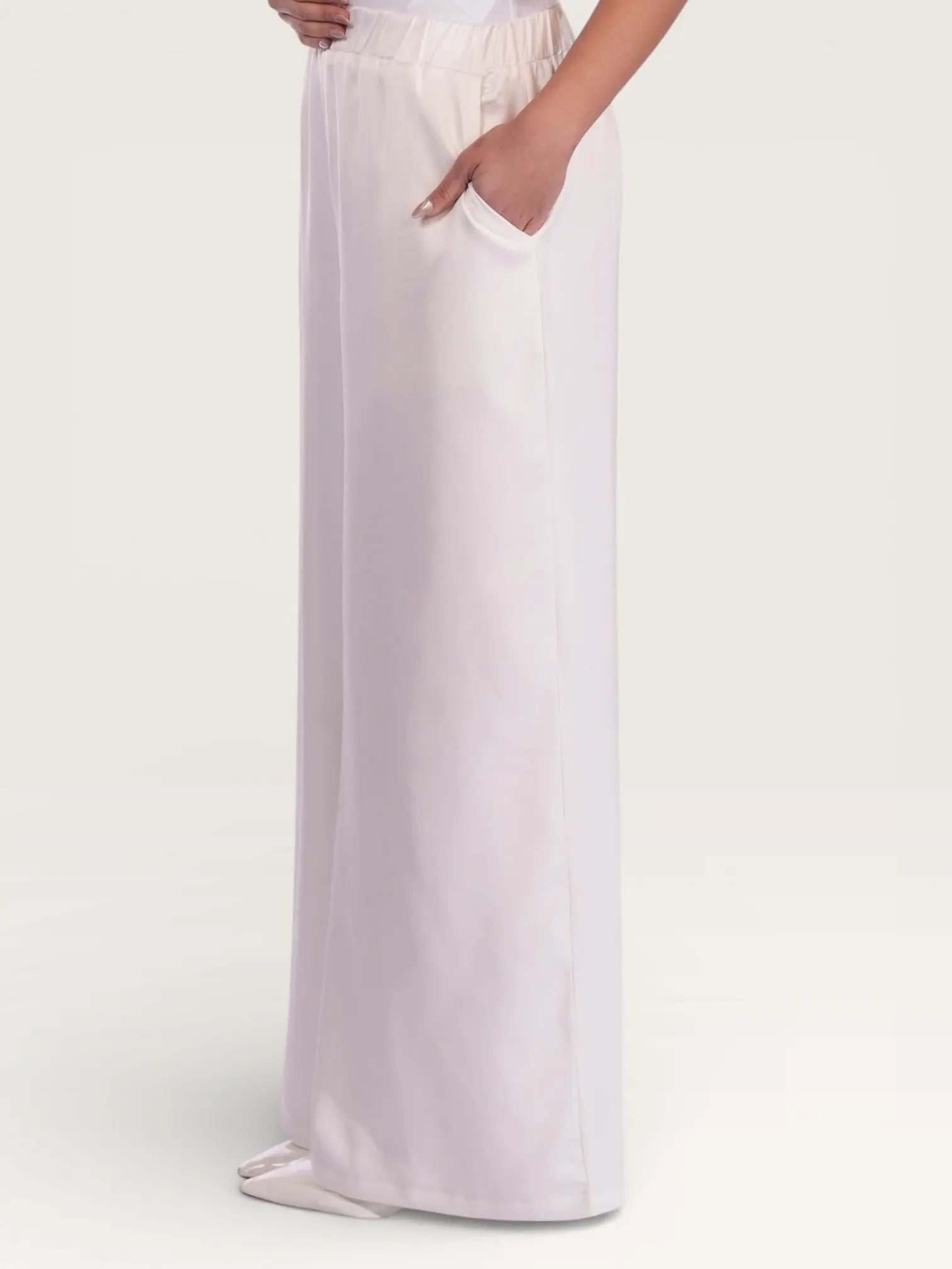 silk muse pants - white