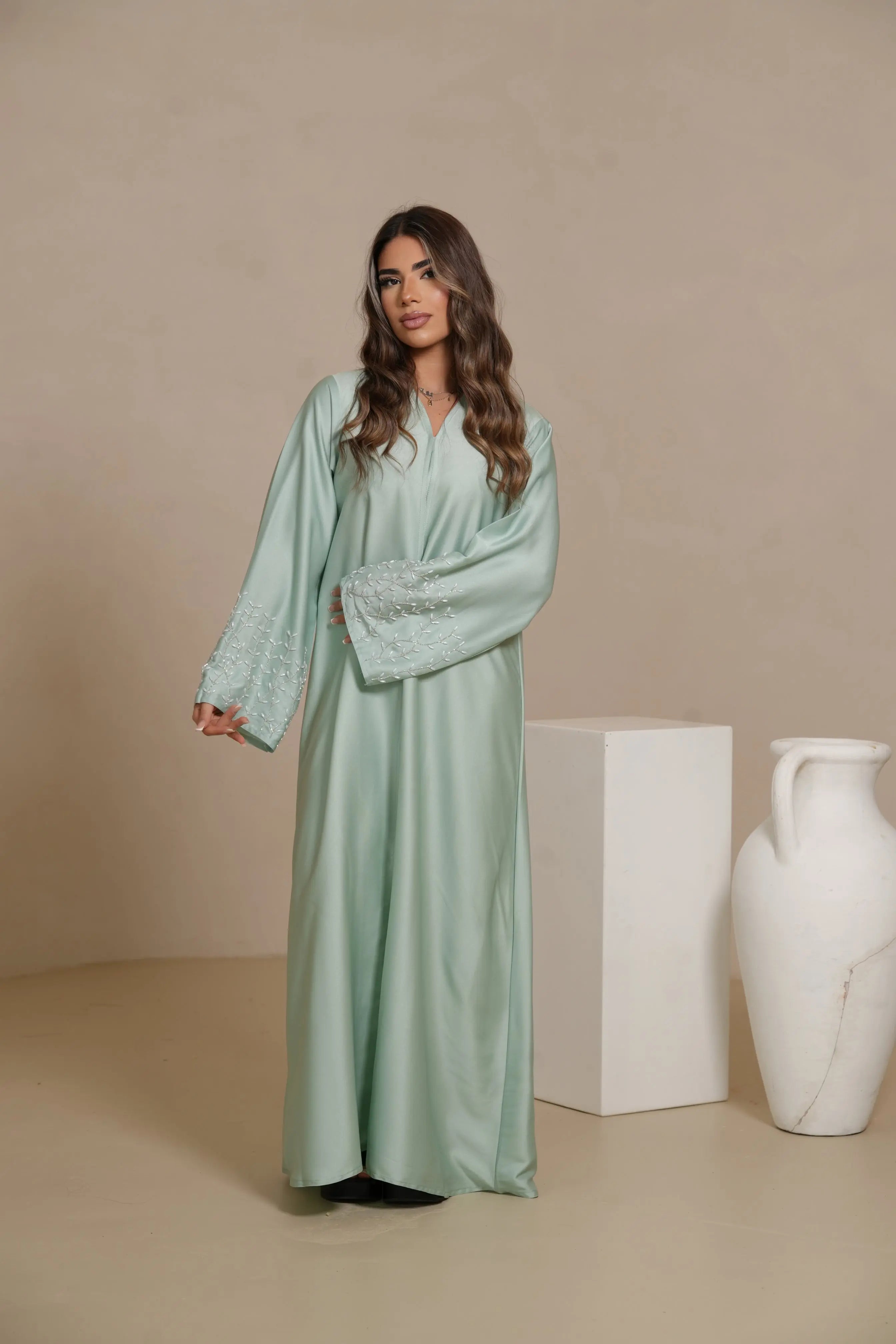 DXB Mira Abaya - mint Losyana.Shop