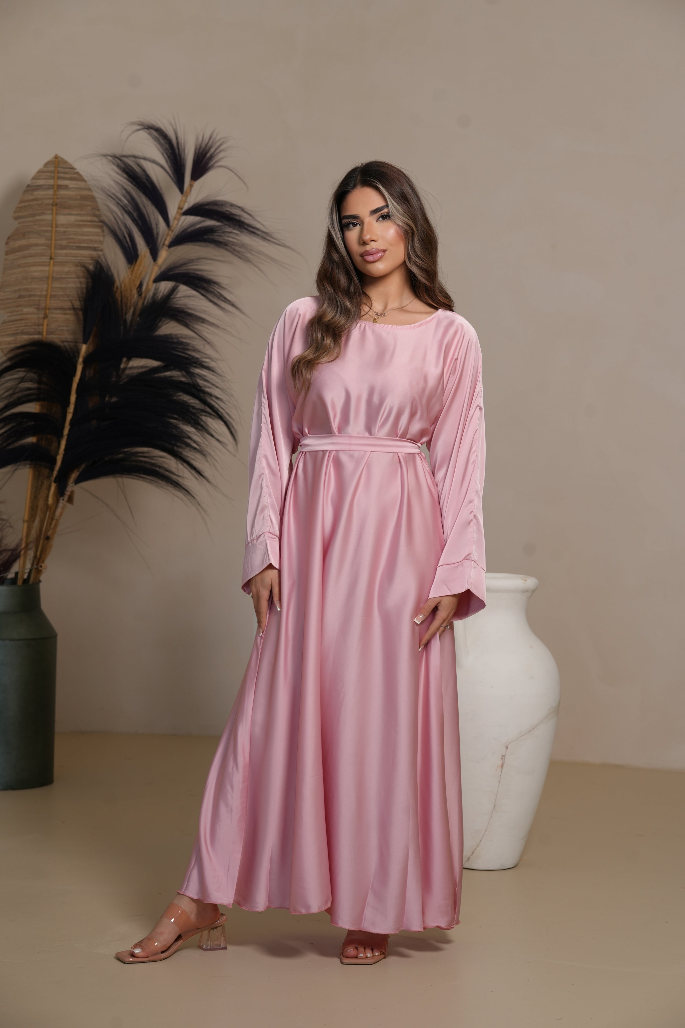 DXB Satin Abaya - Barbie