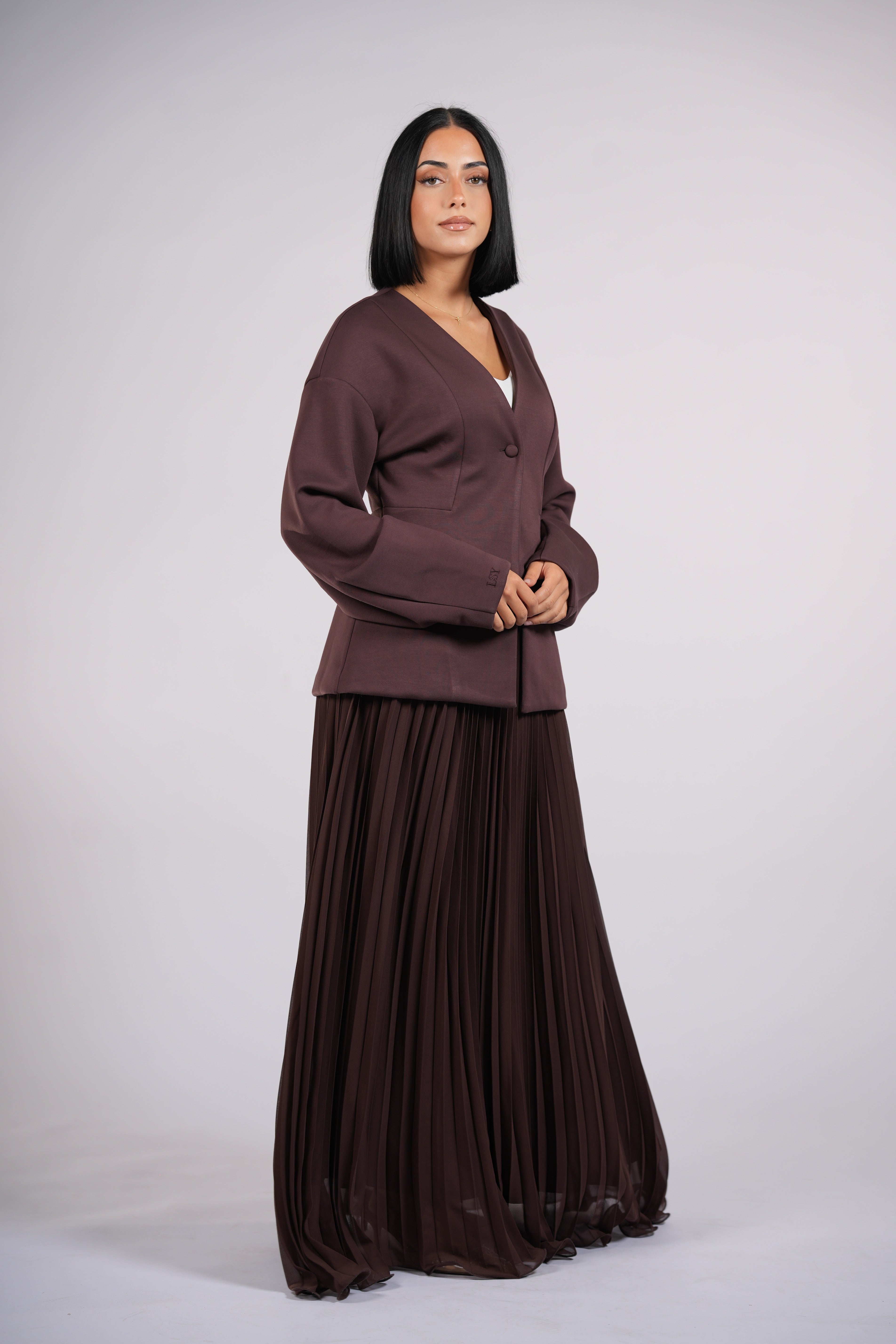 plisse skirt - dark brown
