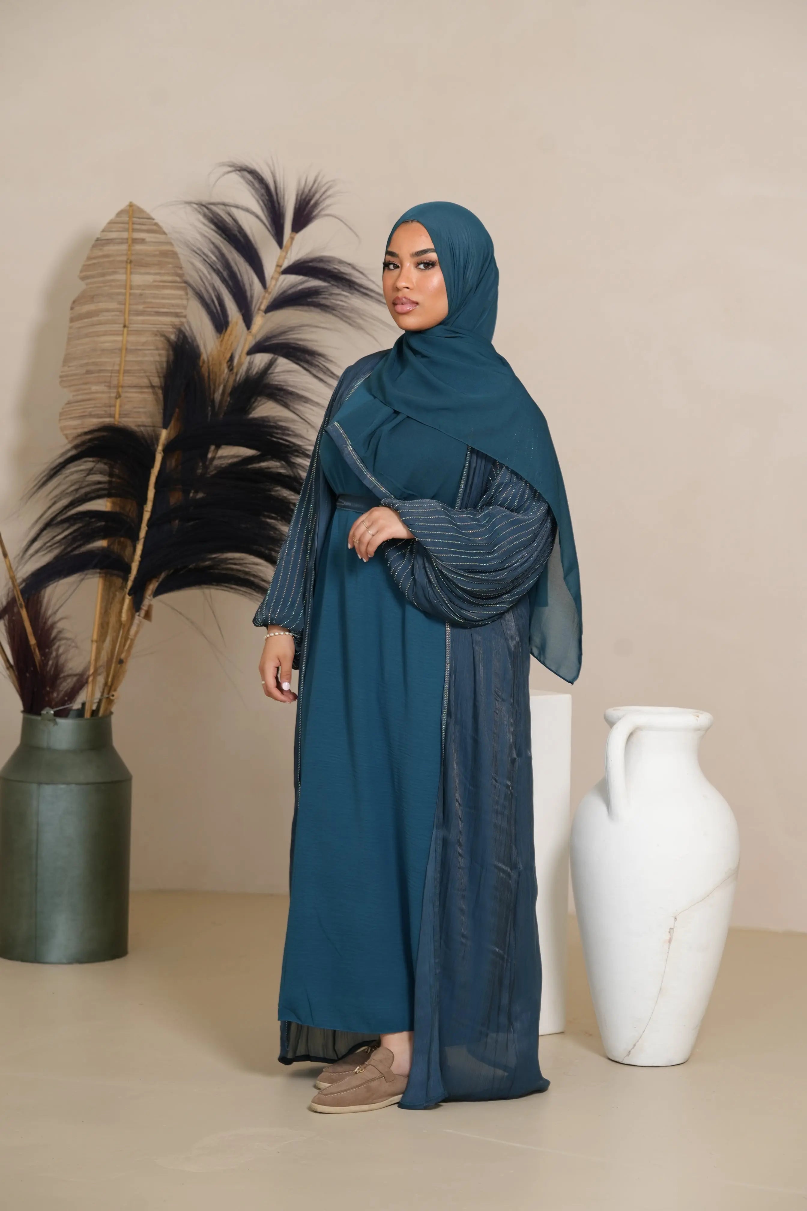 Silverstone arm Abaya - Aquamarin Losyana.Shop