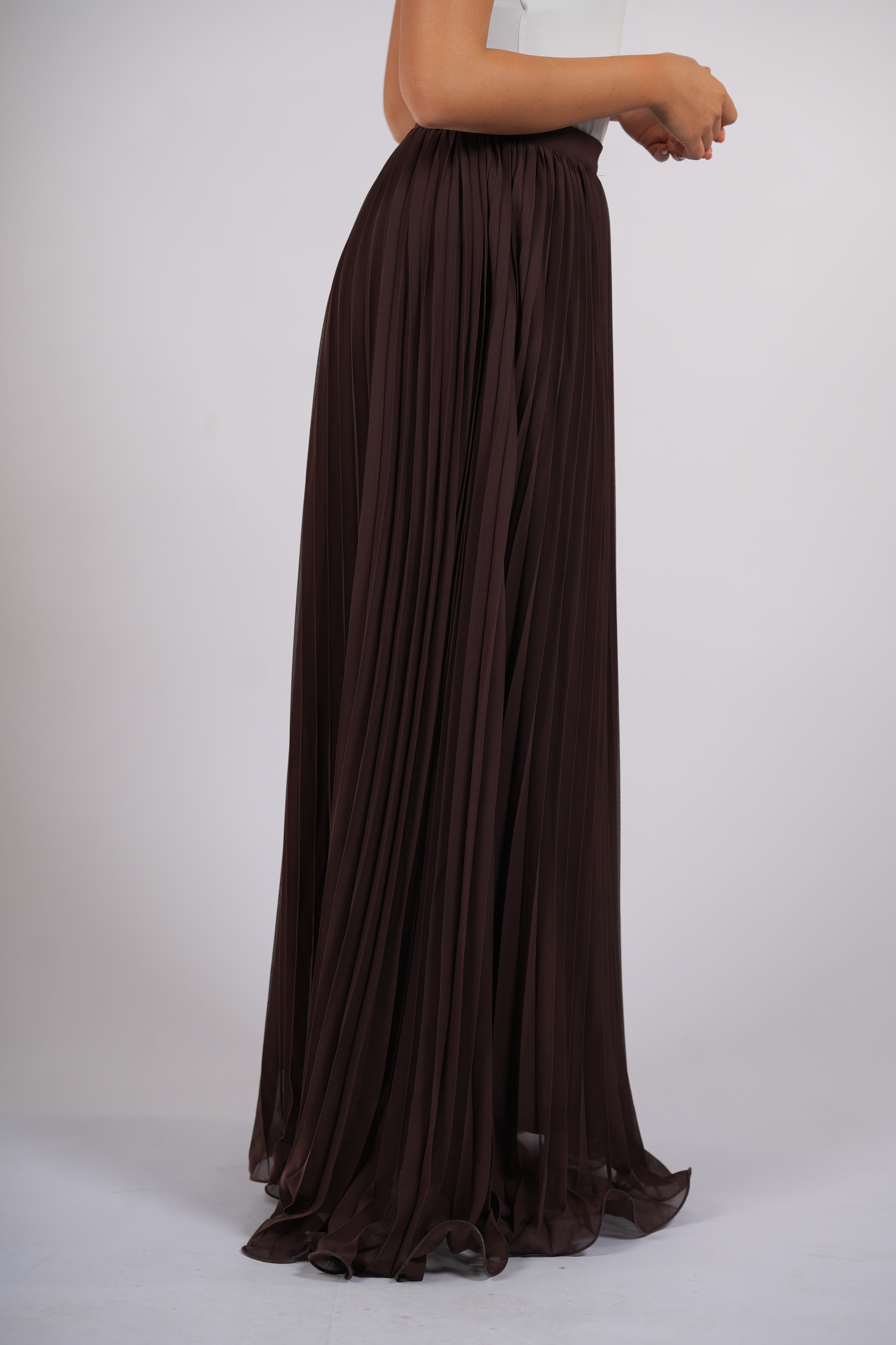 plisse skirt - dark brown