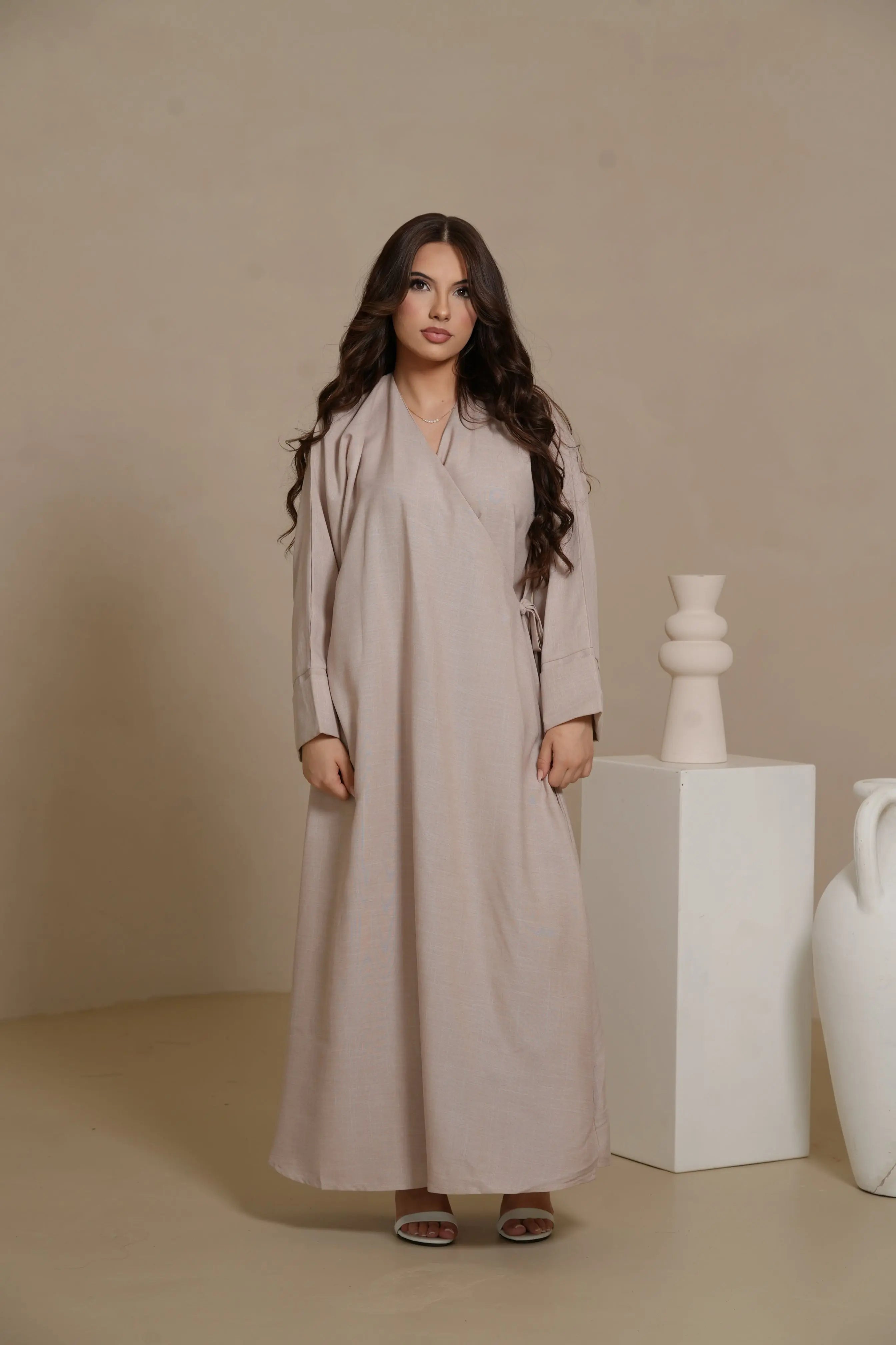 DXB Linen Abaya Cord - Amira Rose Losyana.Shop
