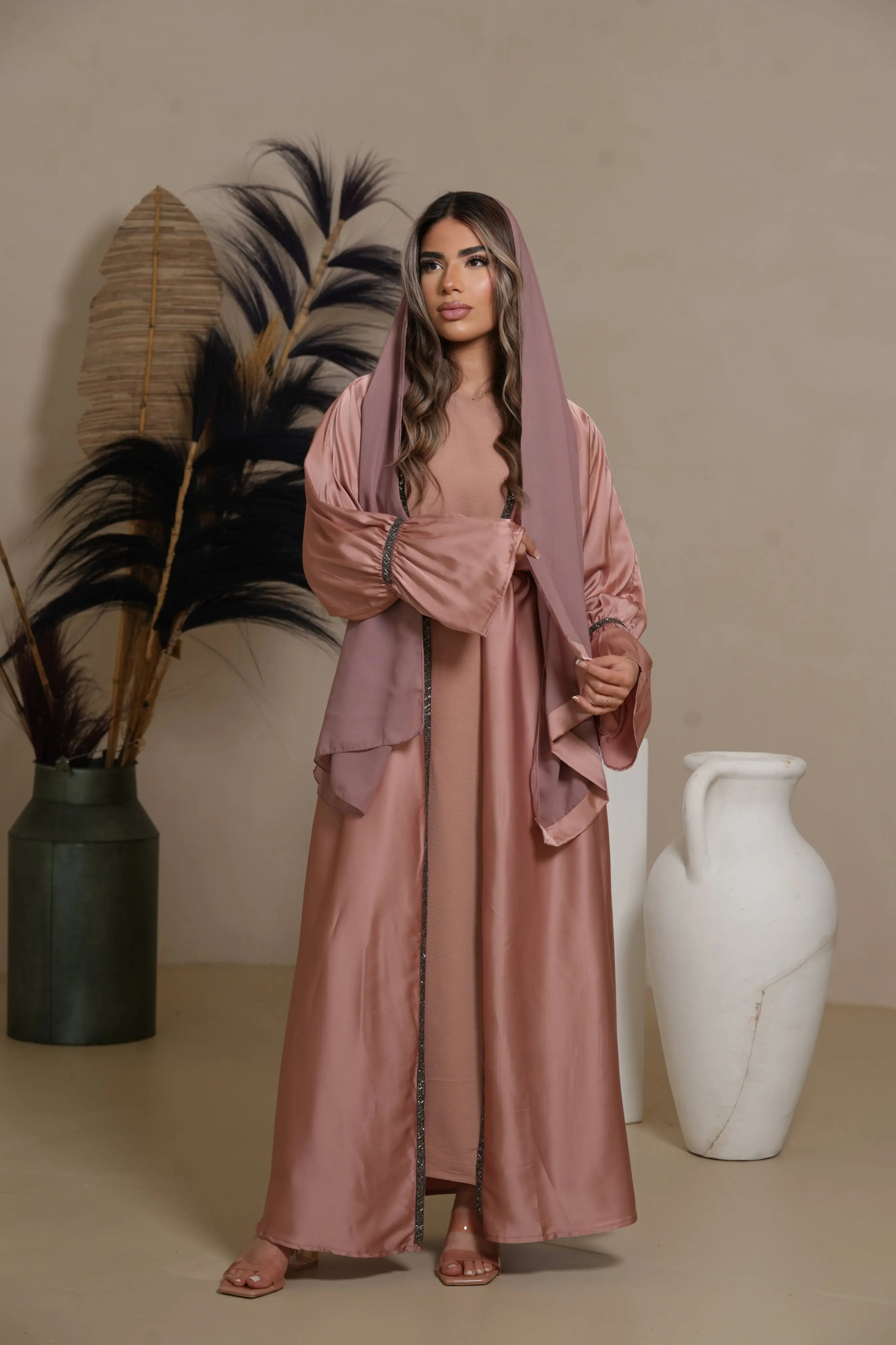 Blackstone Glamour Abaya - Almond Losyana.Shop