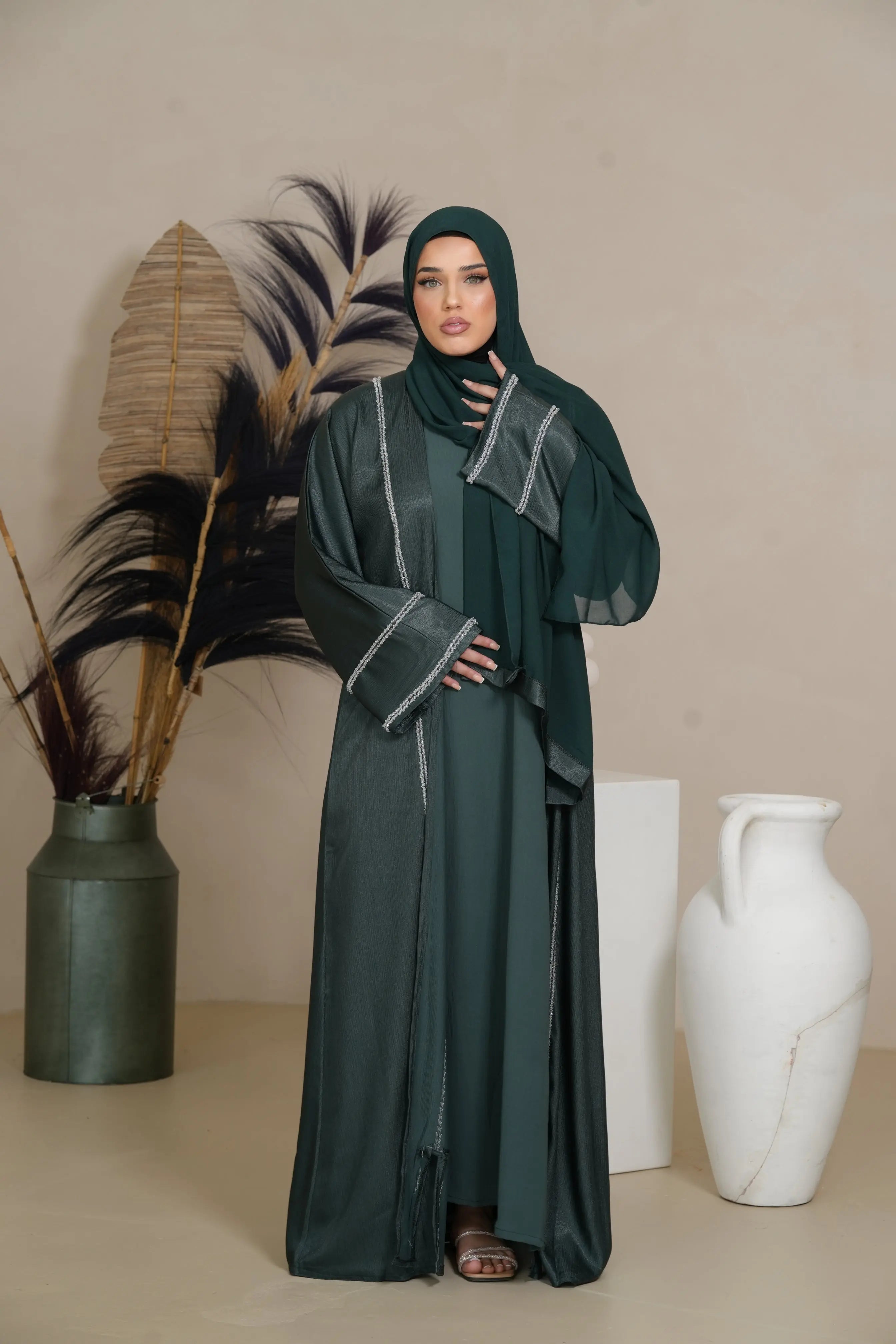 Brightstone shine Abaya - Royal Green Losyana.Shop