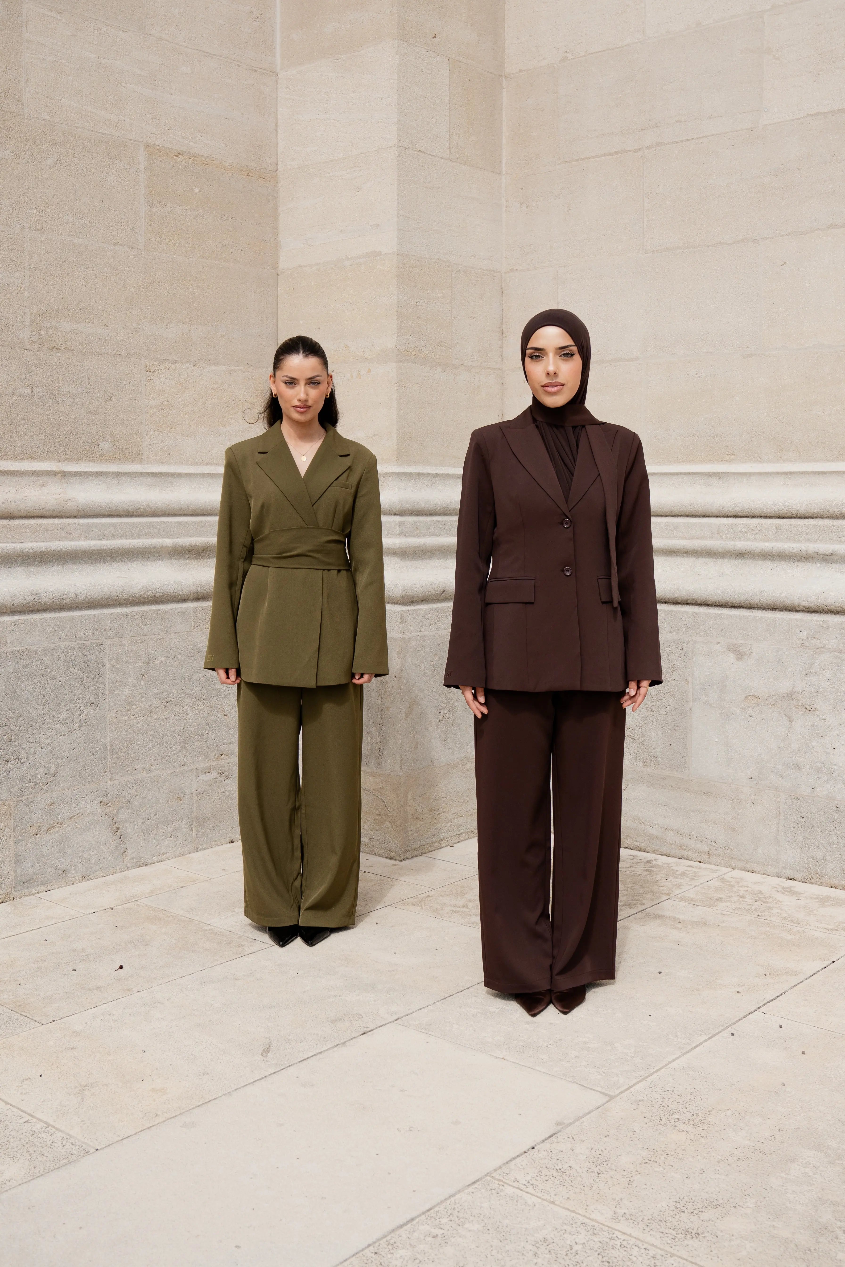 the noble belted blazer - olive Losyana.Shop