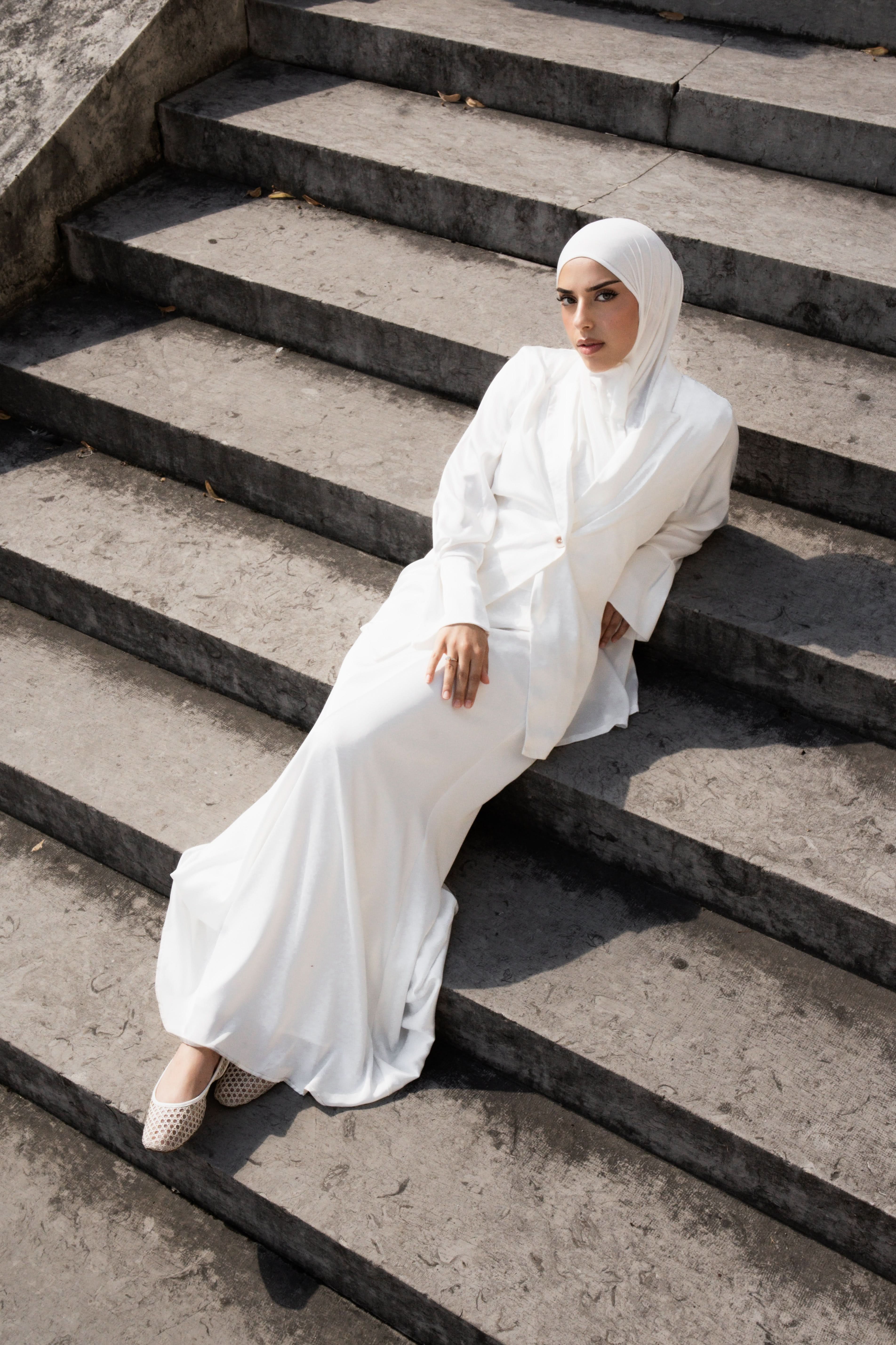 satin silk skirt - white