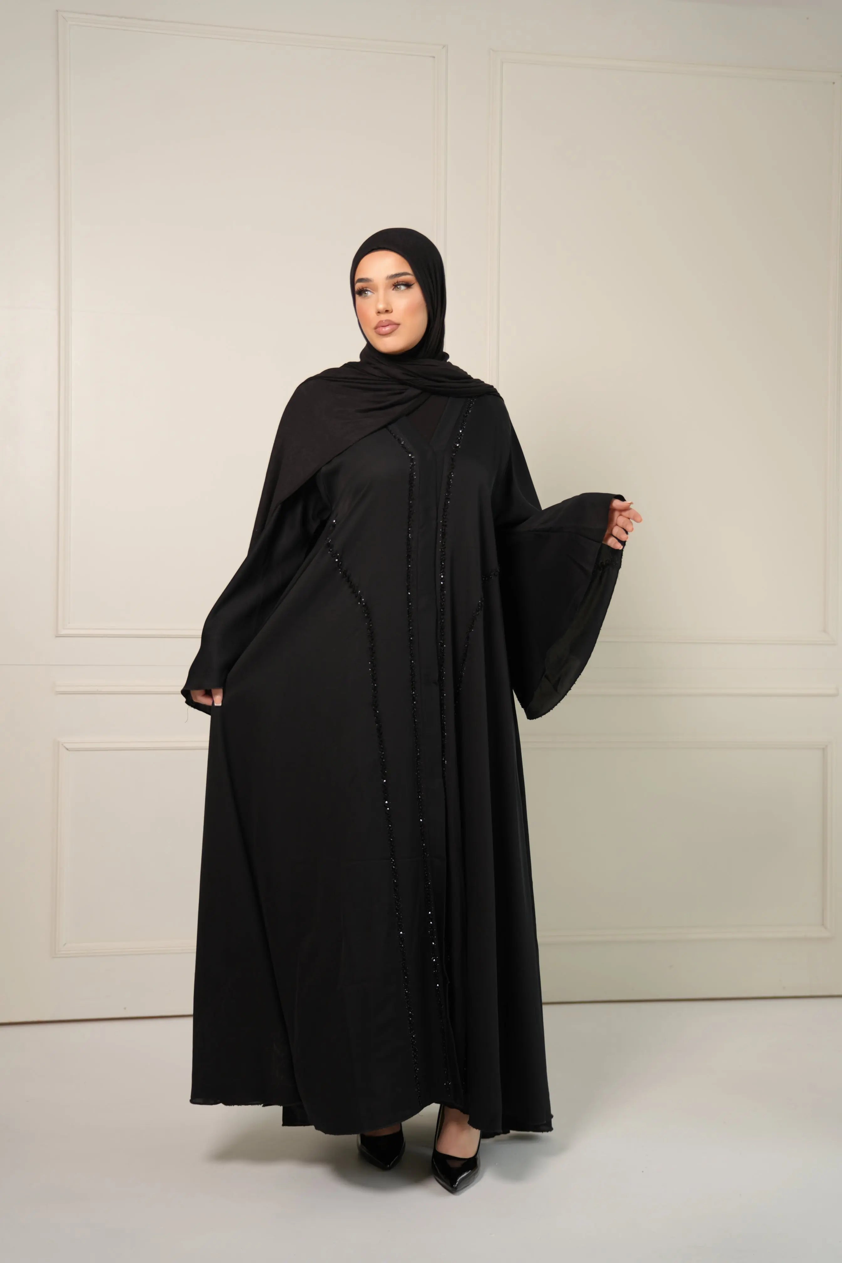 Classy Emirati Abaya - black Losyana.Shop