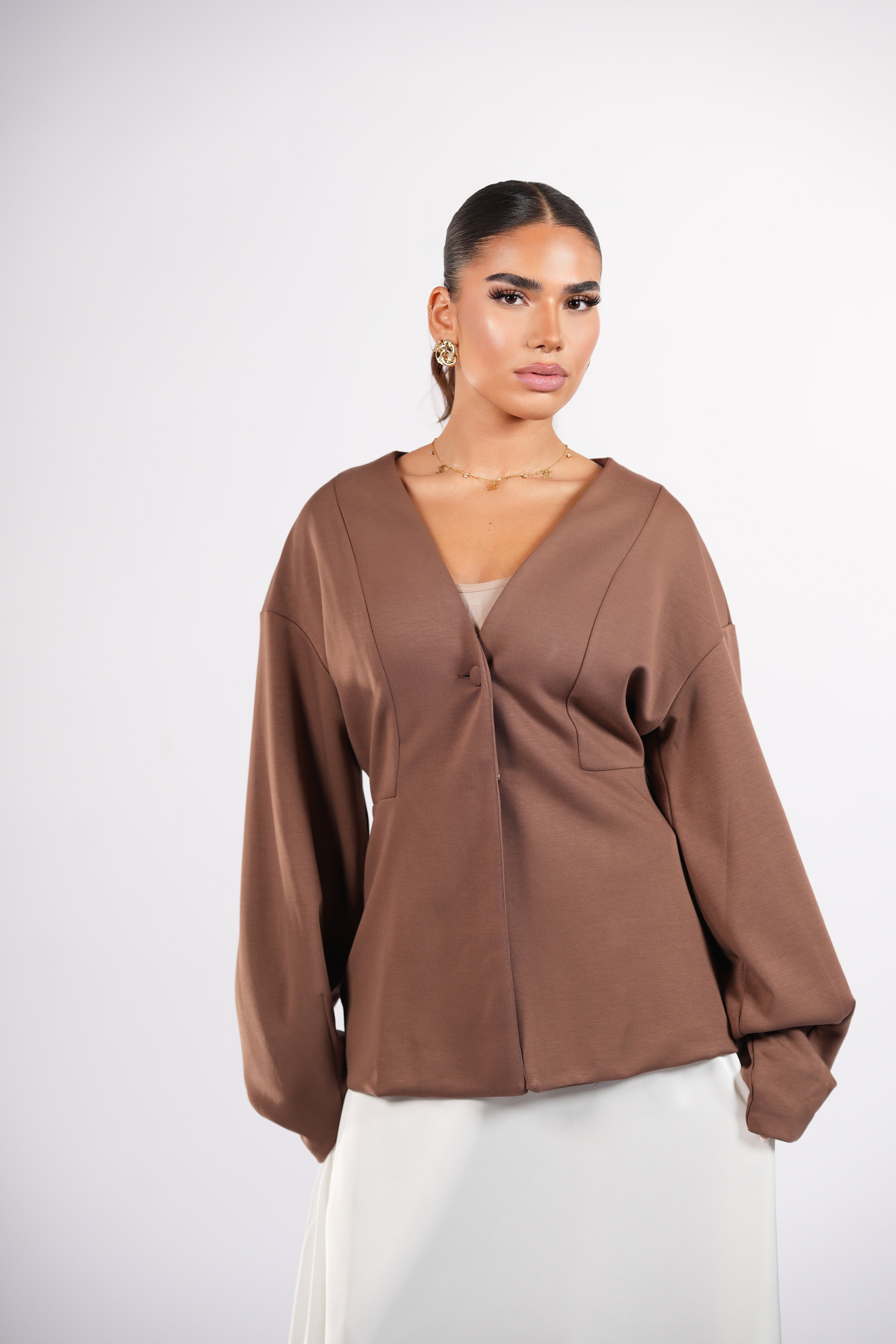 opera blazer - nude brown