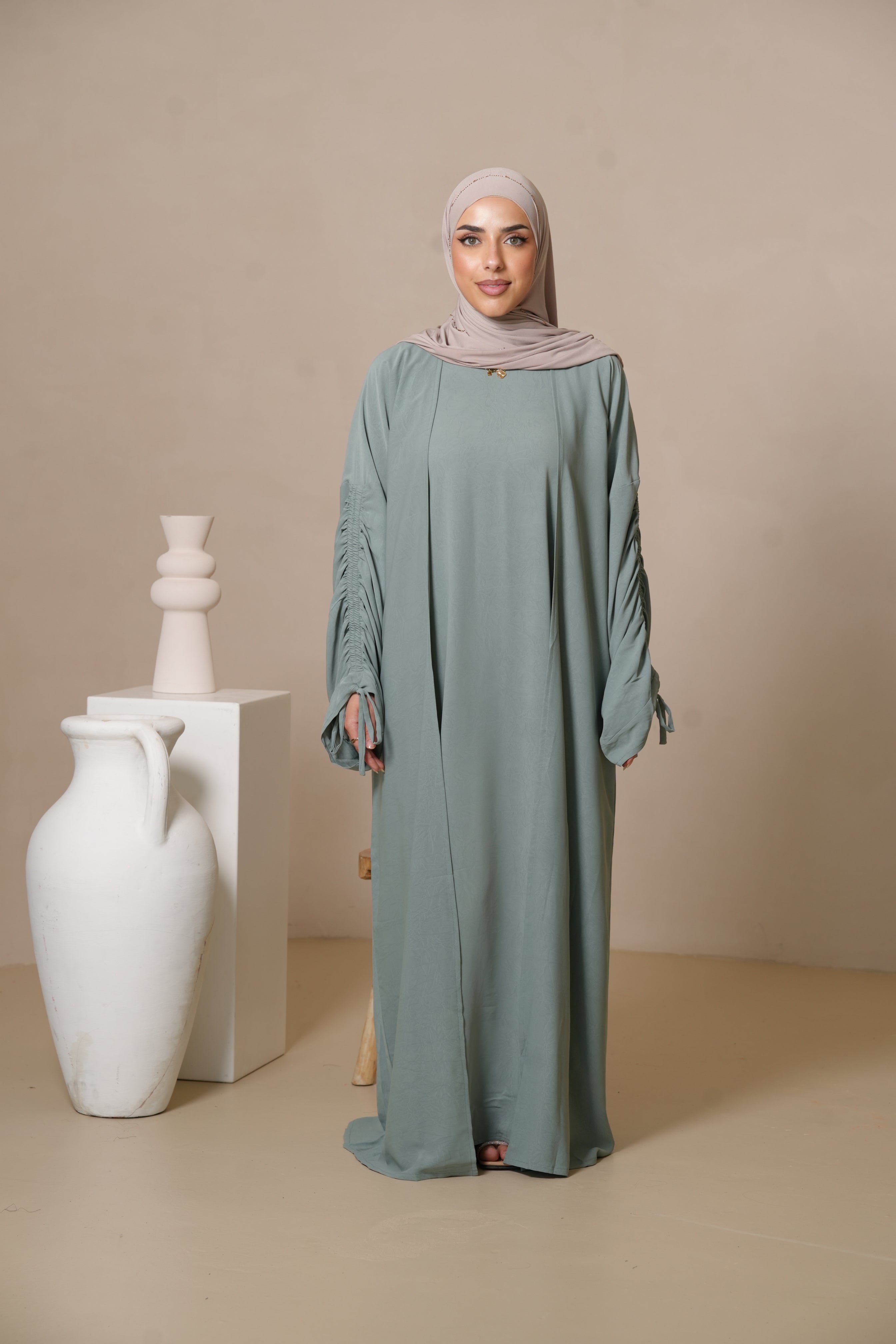 Cord Arm Abaya - Mint
