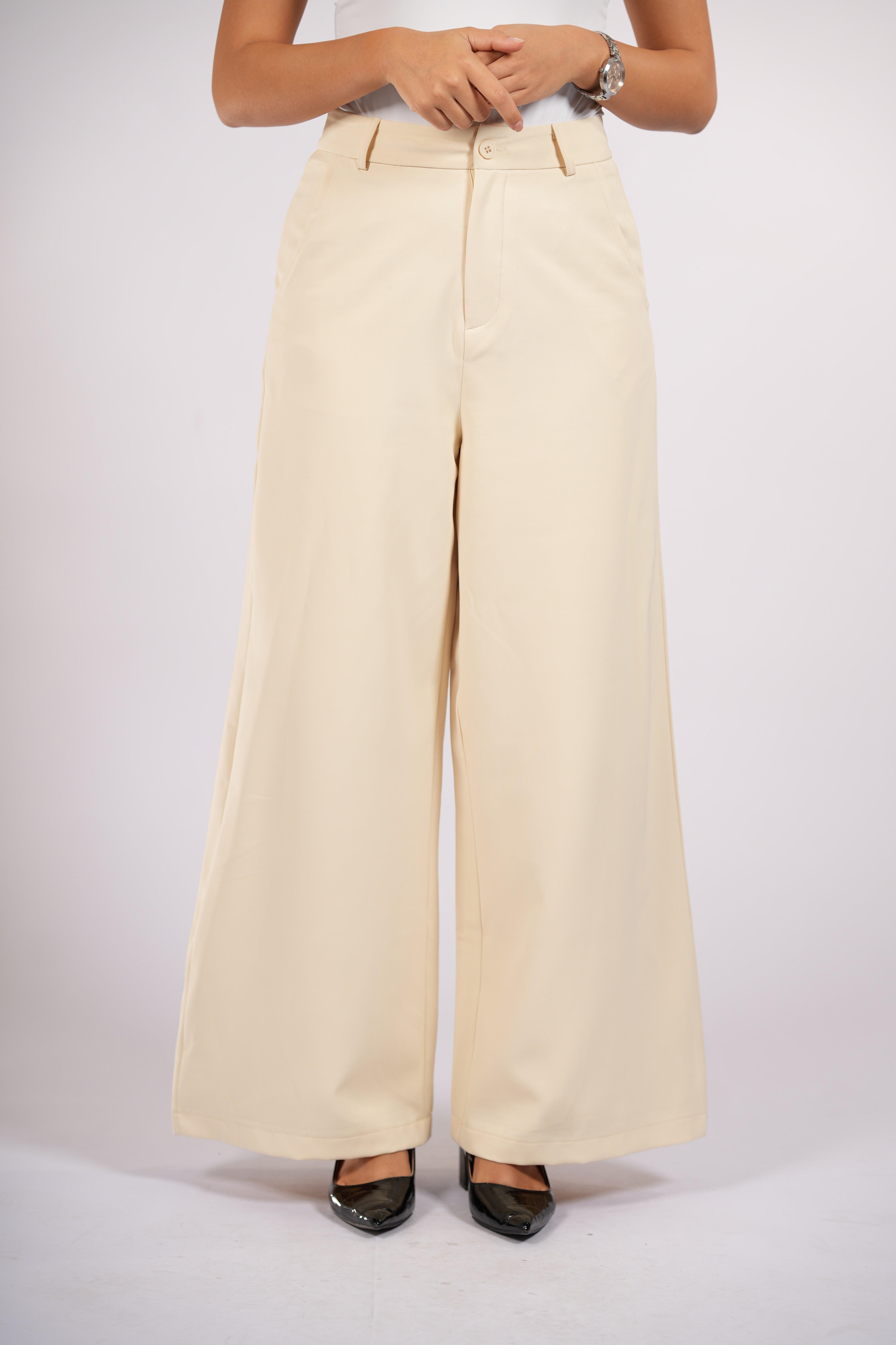 wide leg pants - butter yellow