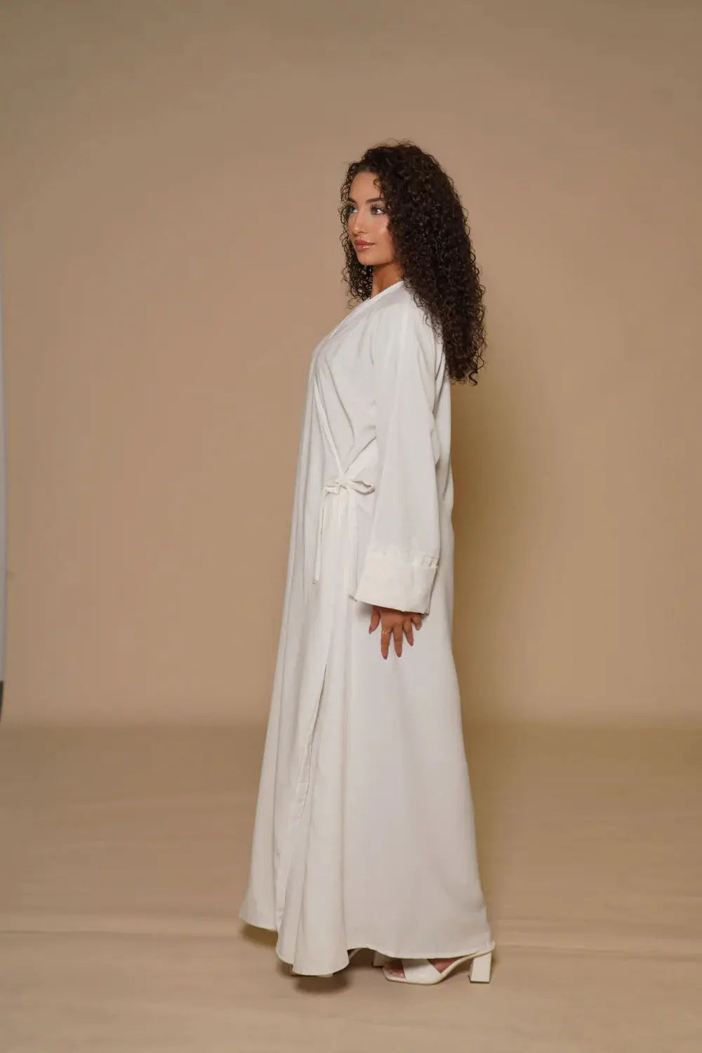 DXB Linen Abaya Cord - White Losyana.Shop