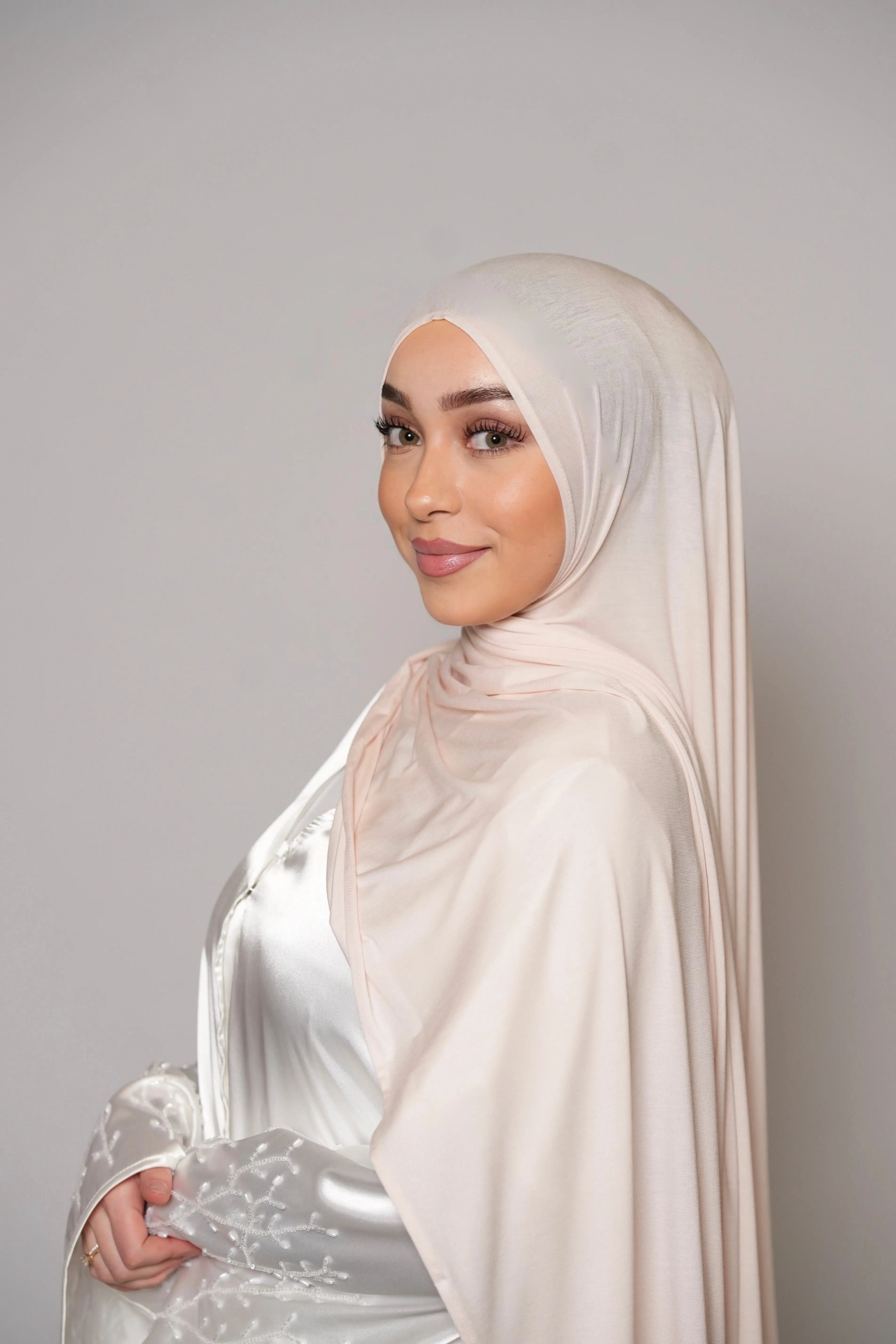 Premium Bamboo Jersey - apricot white Losyana.Shop