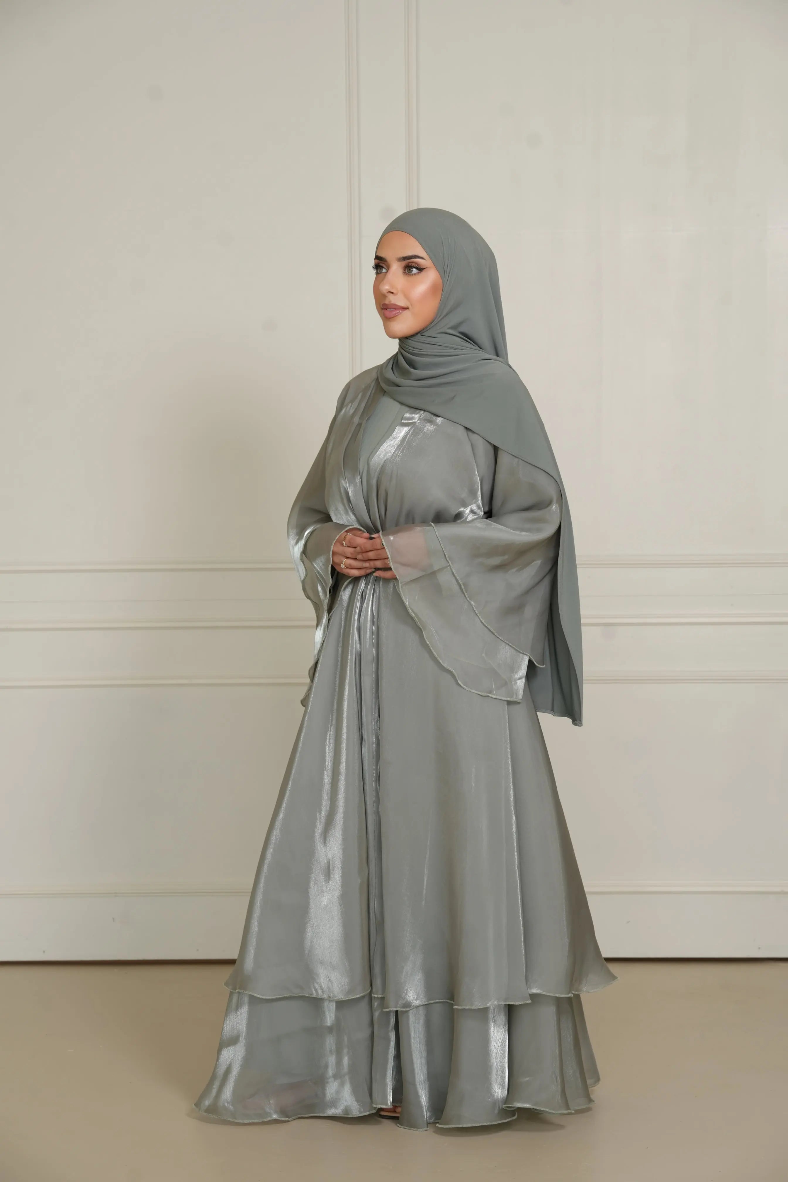 DXB Flower Abaya - olive Losyana.Shop