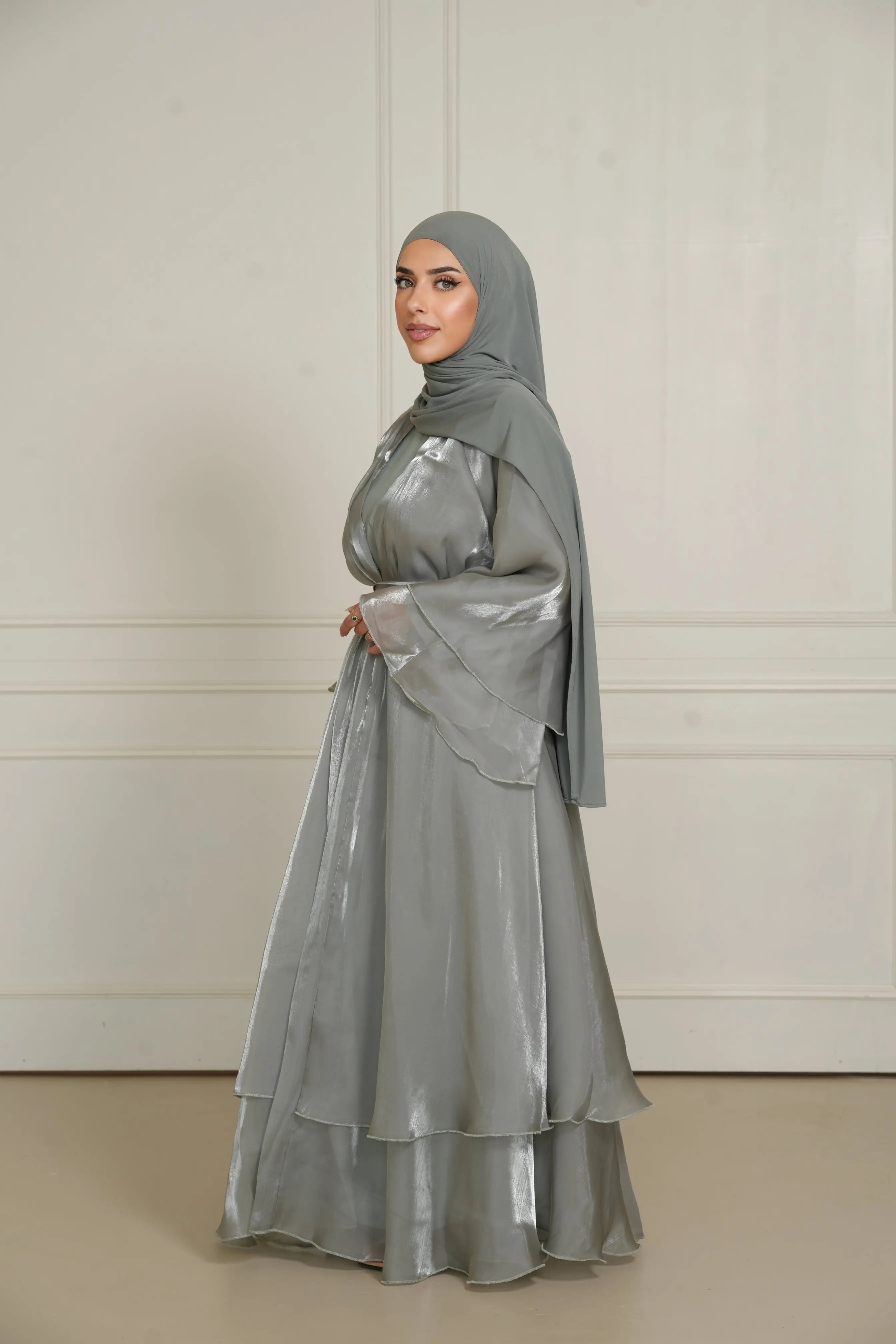 DXB Flower Abaya - olive Losyana.Shop