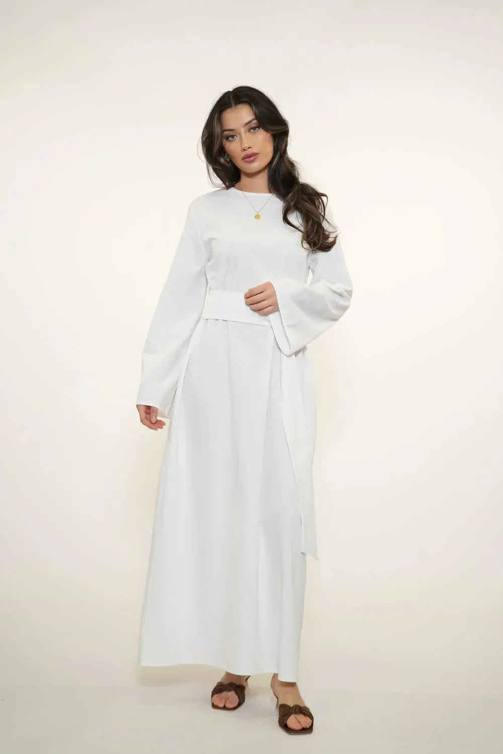 AMALFI LINEN DRESS - WHITE Losyana.nl