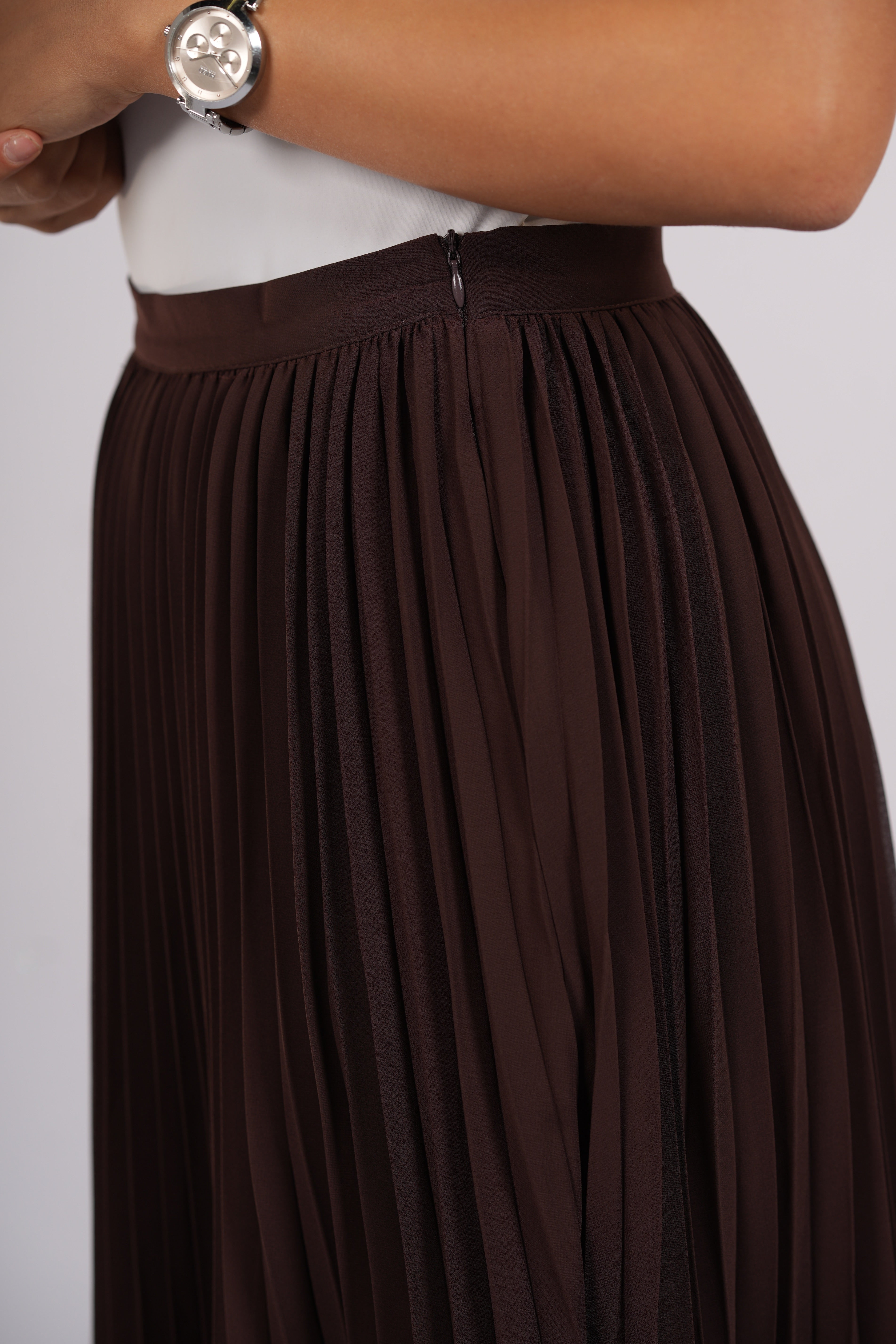 plisse skirt - dark brown