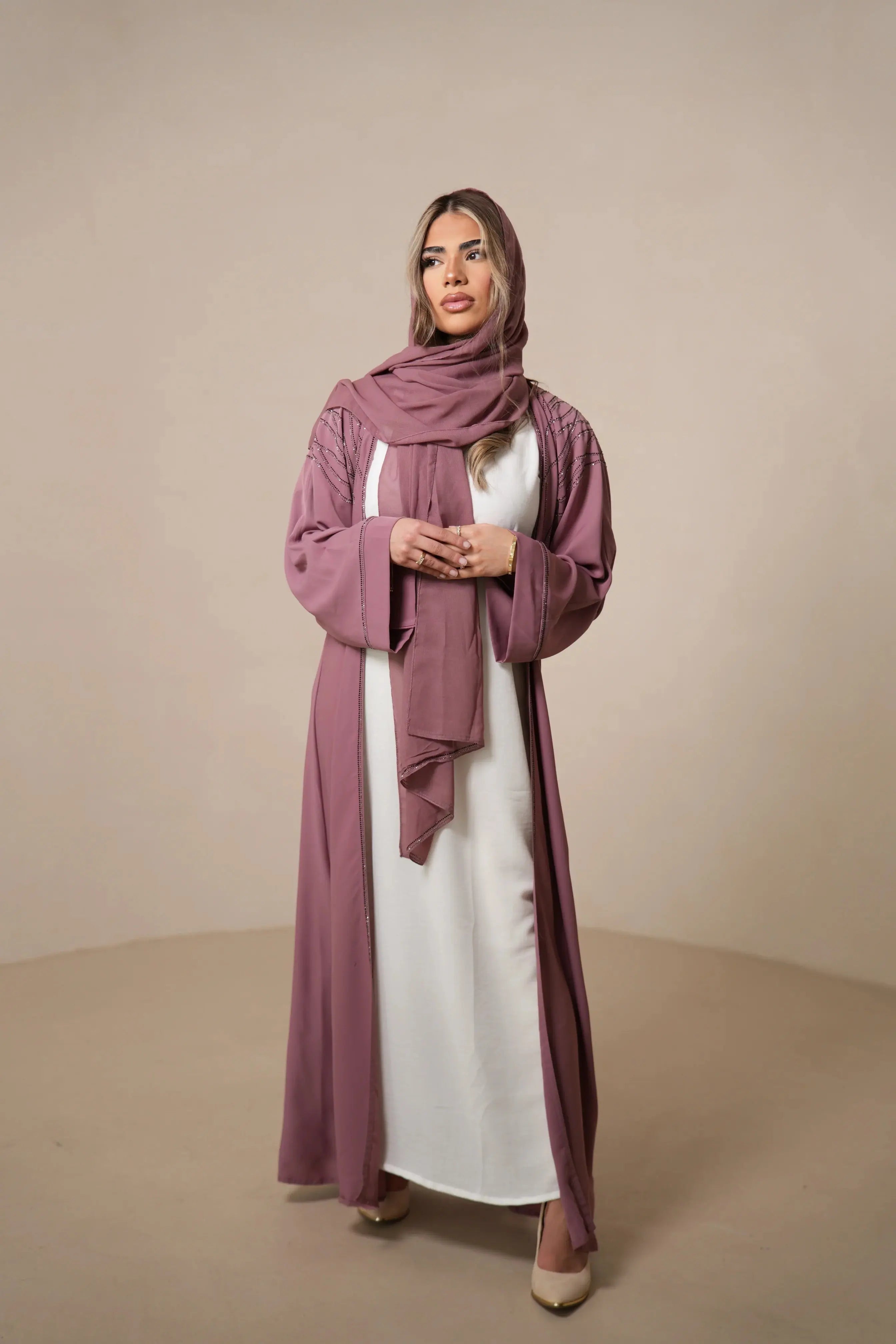 Emirate abaya- Pink Losyana.Shop