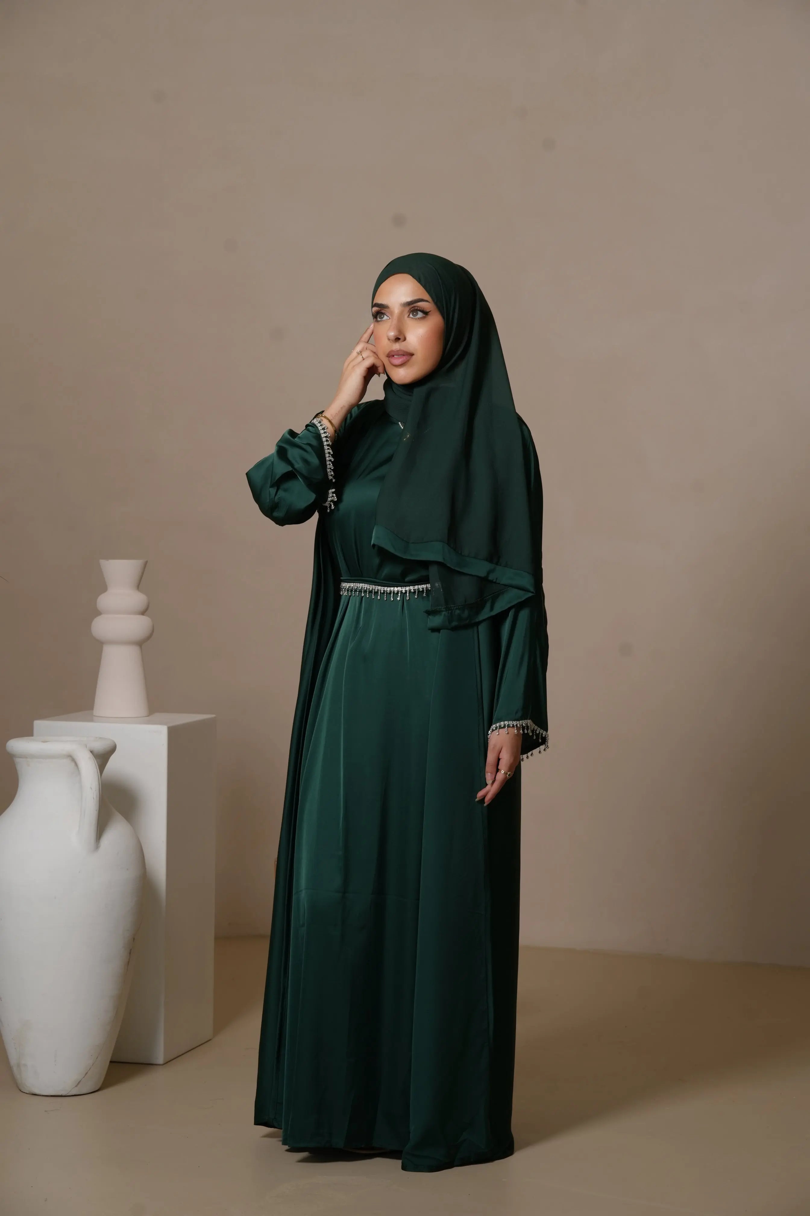 DXB Zara Abaya - Royal Green Losyana.Shop