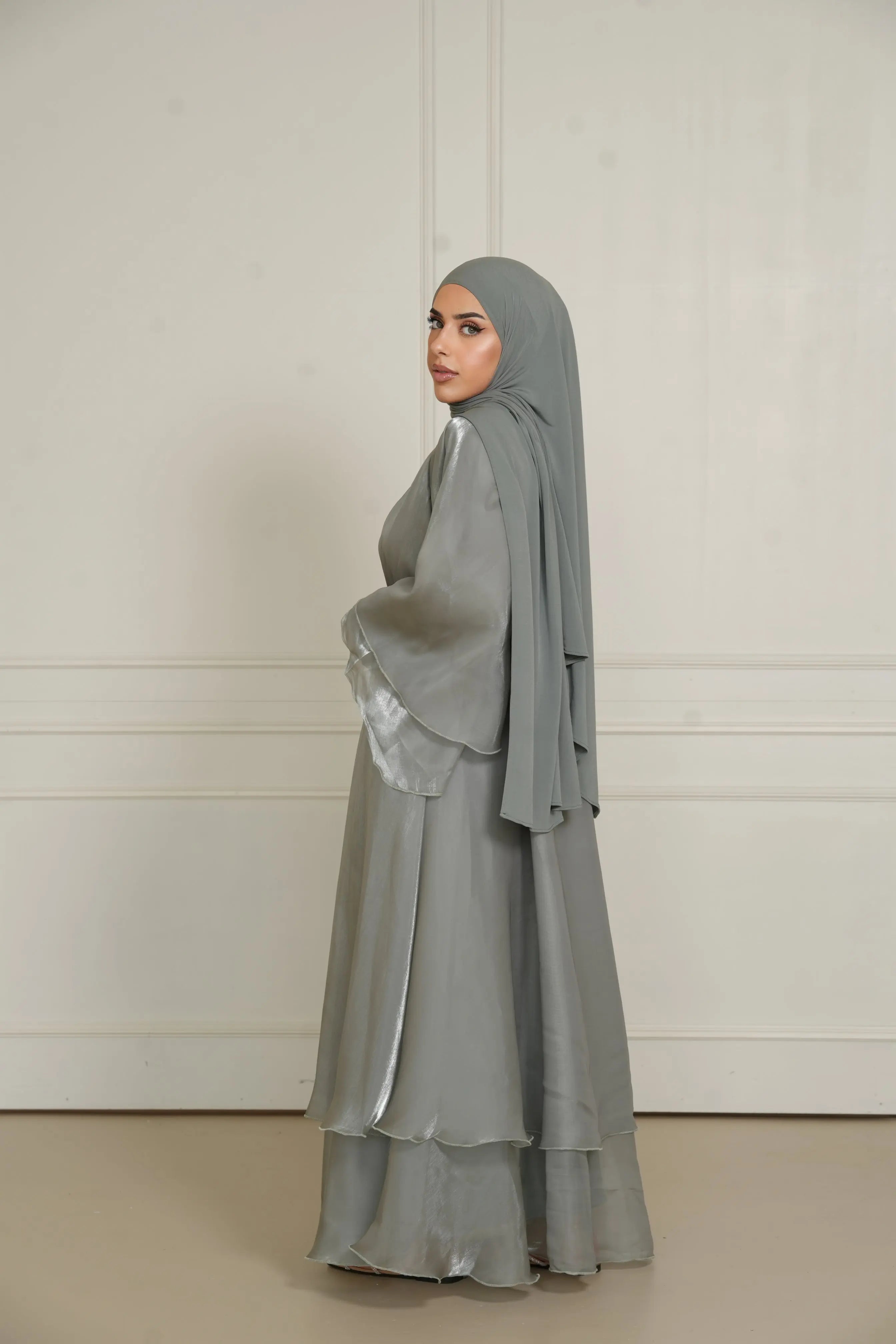 DXB Flower Abaya - olive Losyana.Shop