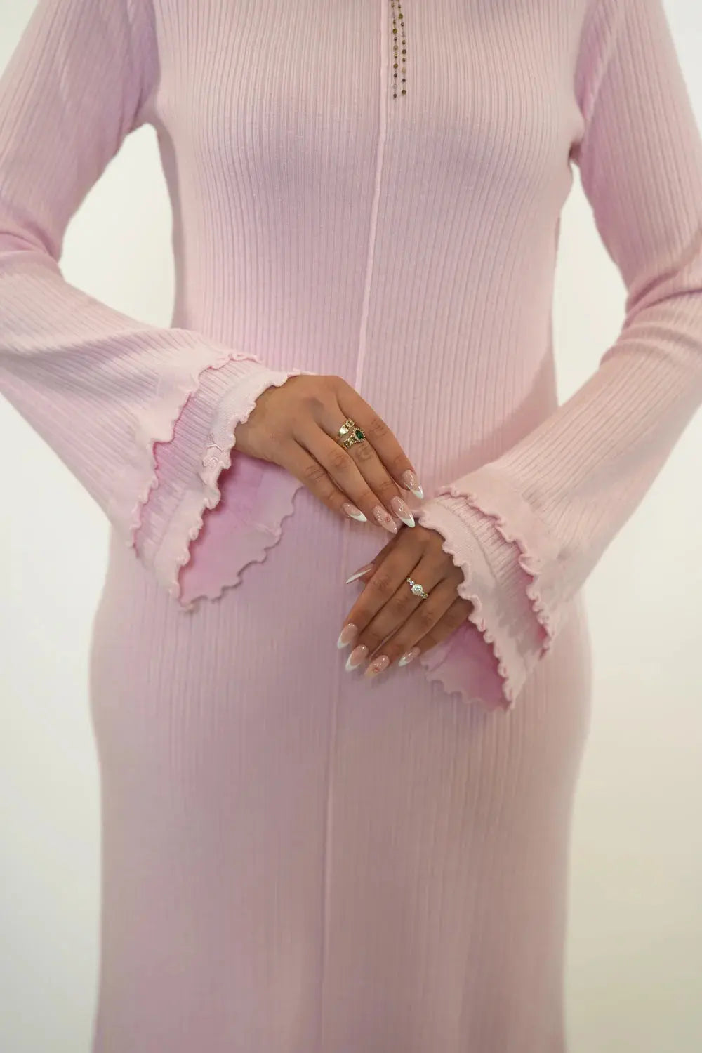 RUFFLED MAXI DRESS - ROSE Losyana.nl