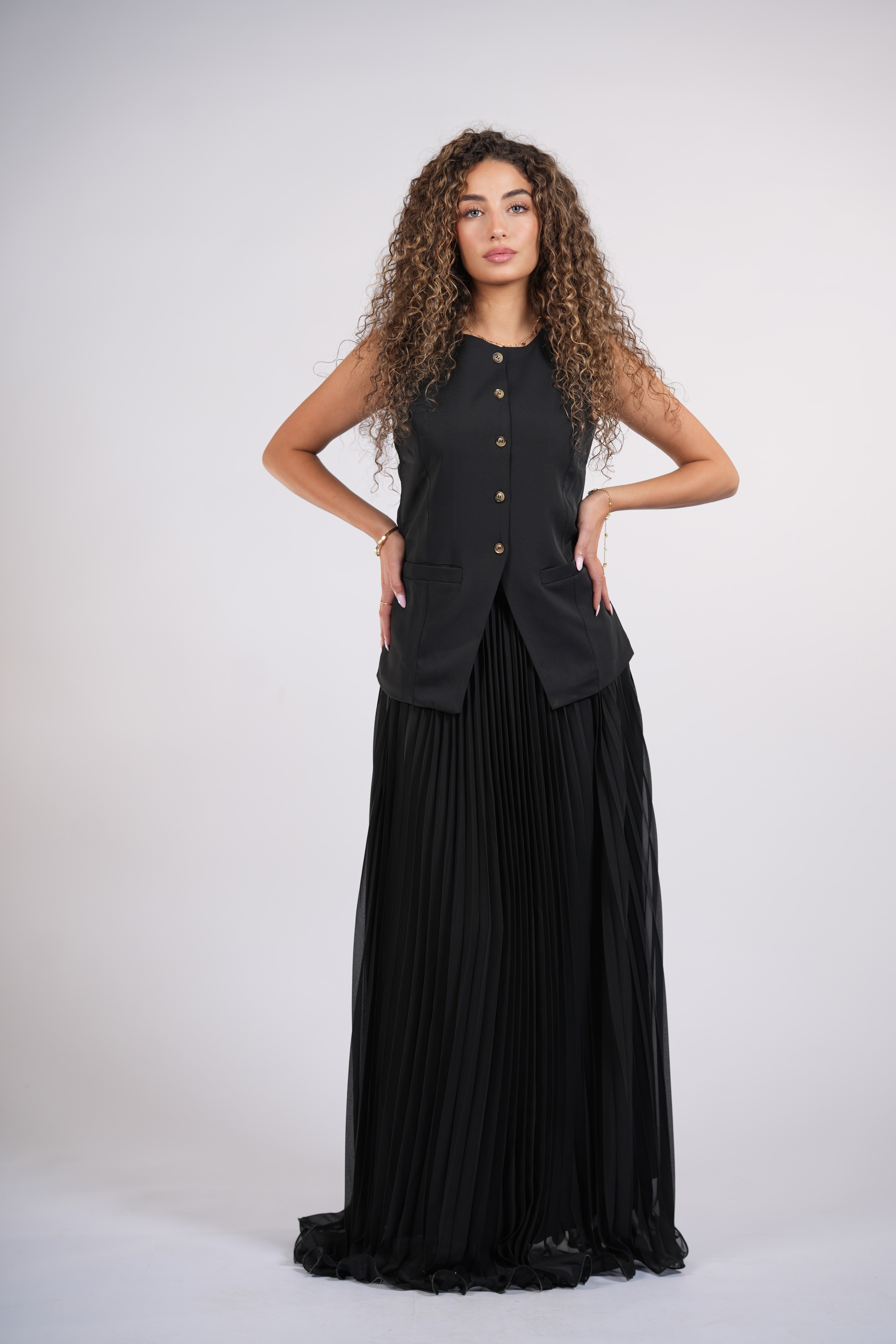 plisse skirt - black