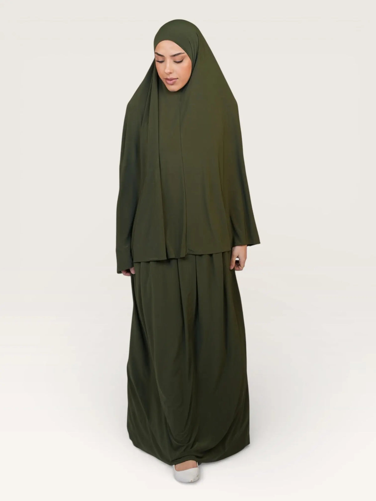 premium khimar set - khaki green