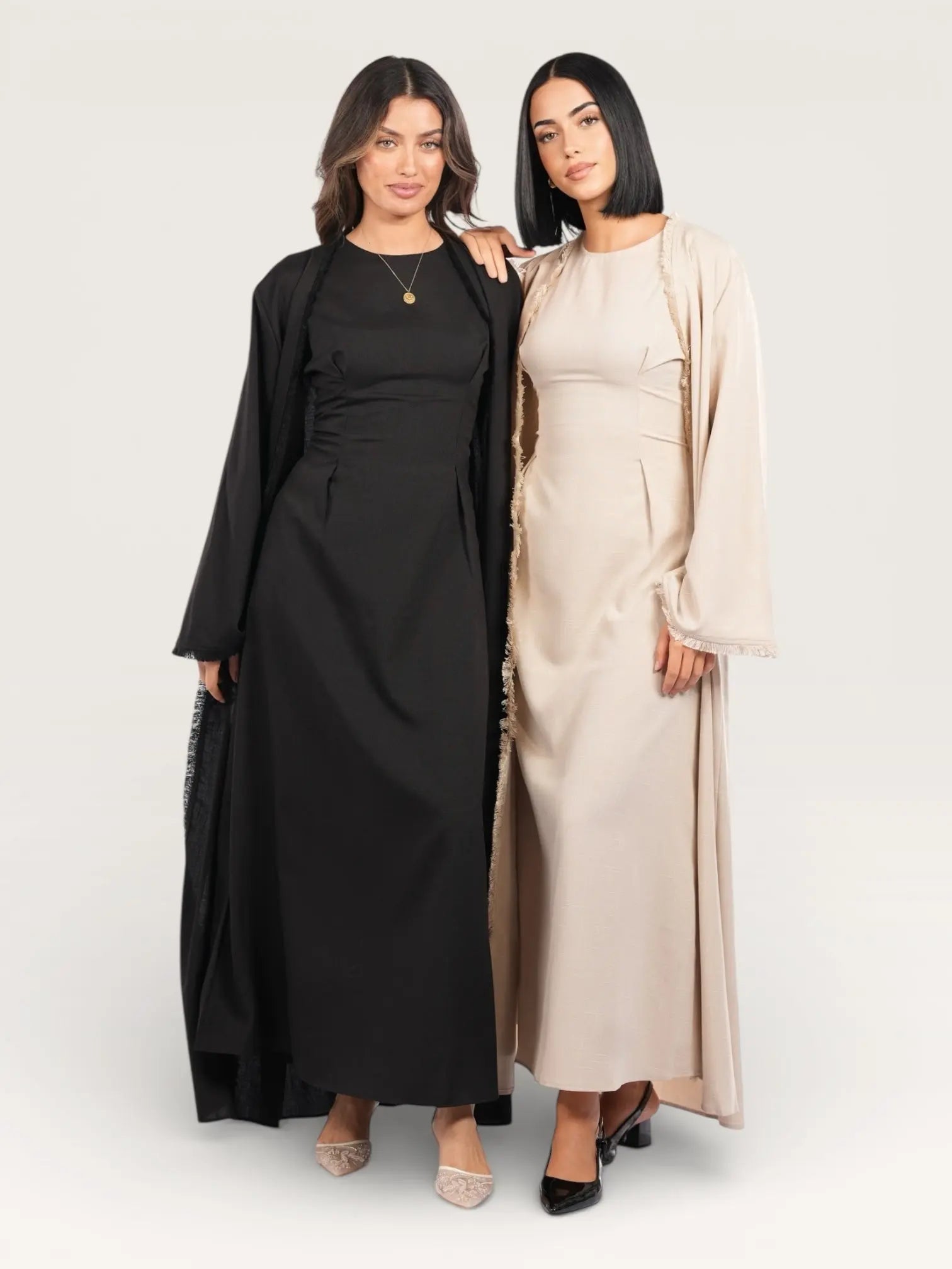 linen corset & kimono - black