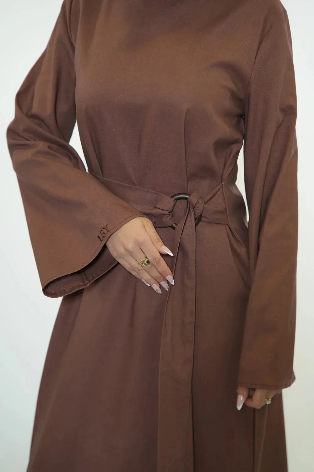 AMALFI LINEN DRESS - BROWN Losyana.nl