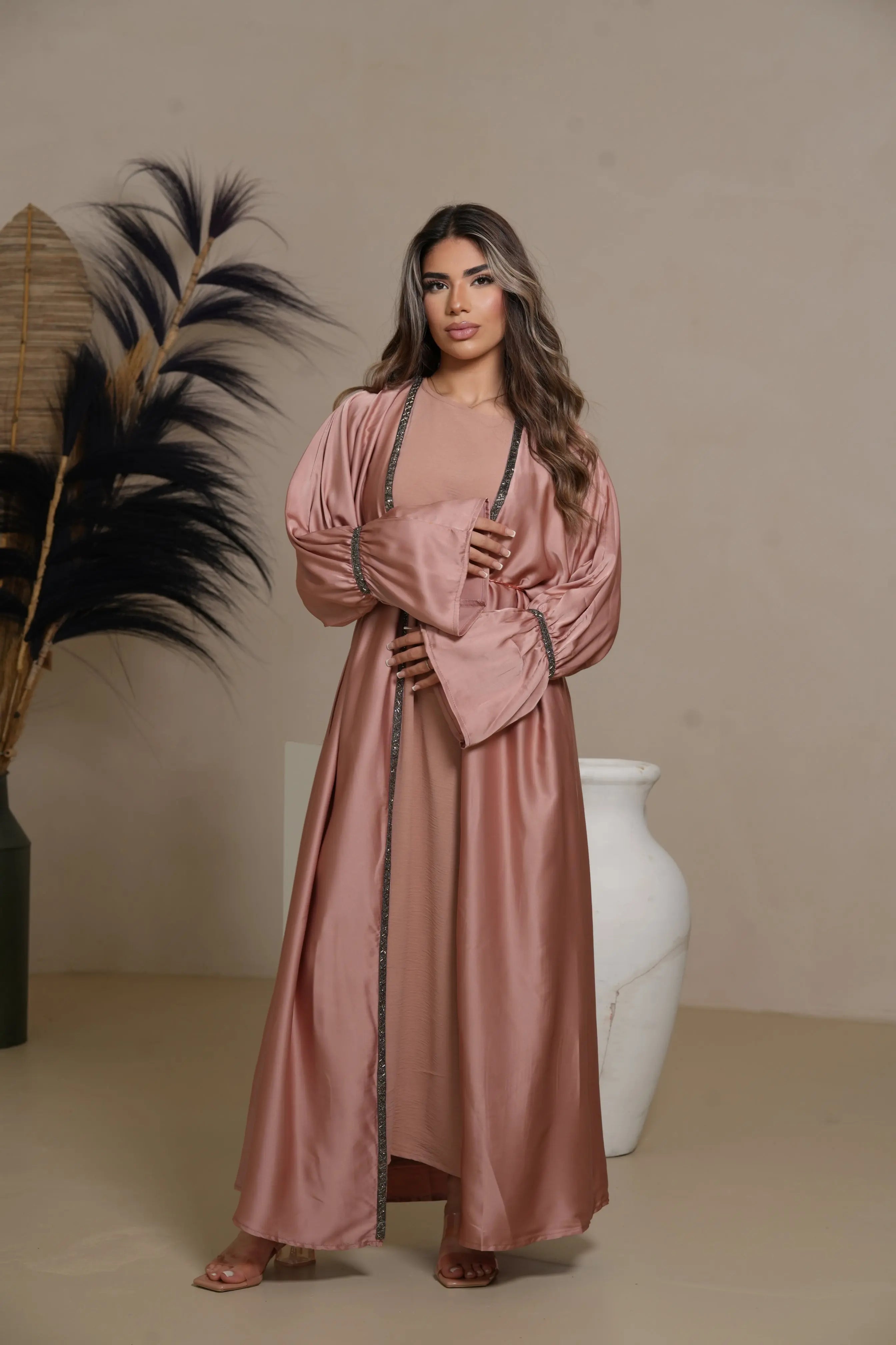 Blackstone Glamour Abaya - Almond Losyana.Shop