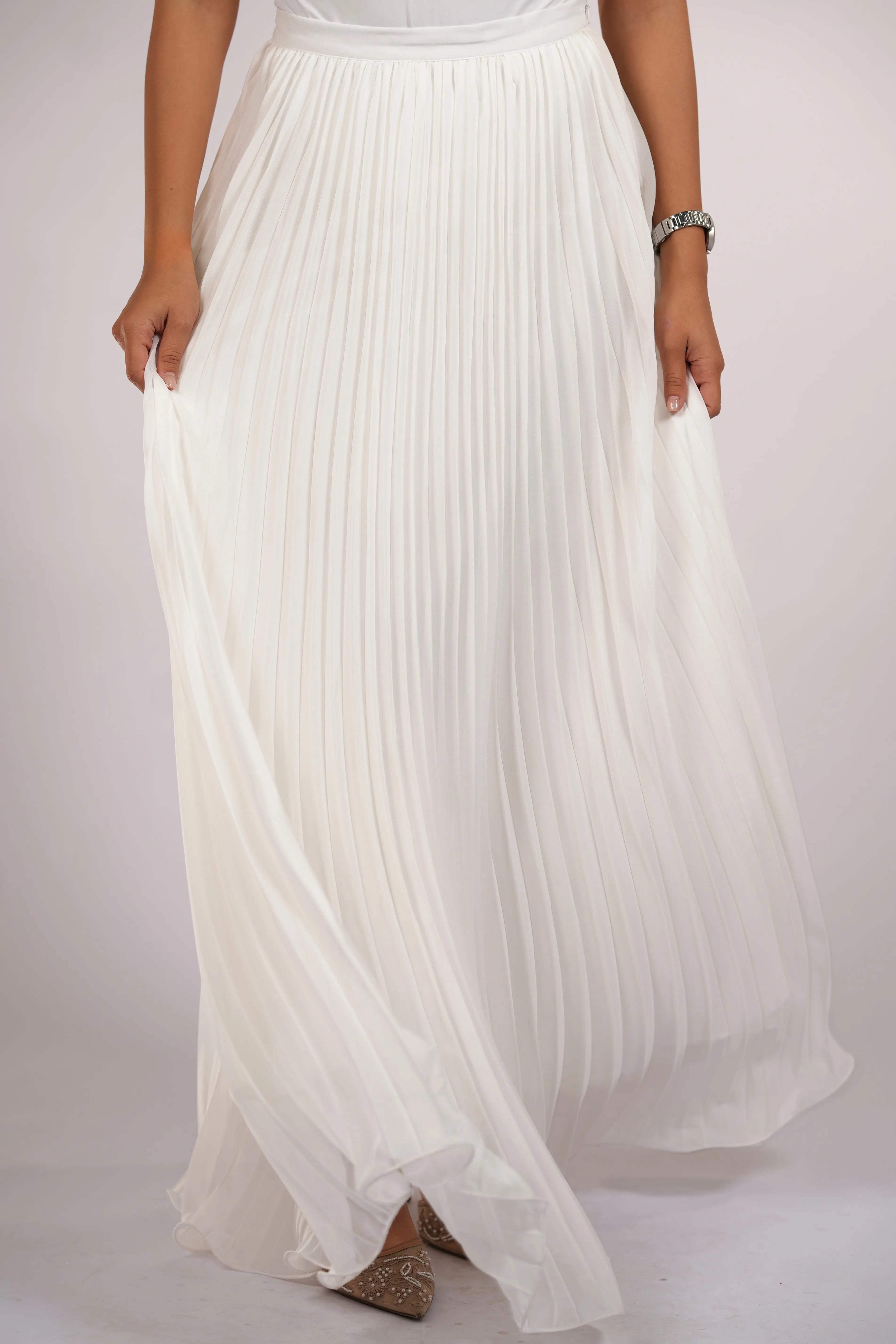 plisse skirt - white Losyana.Shop