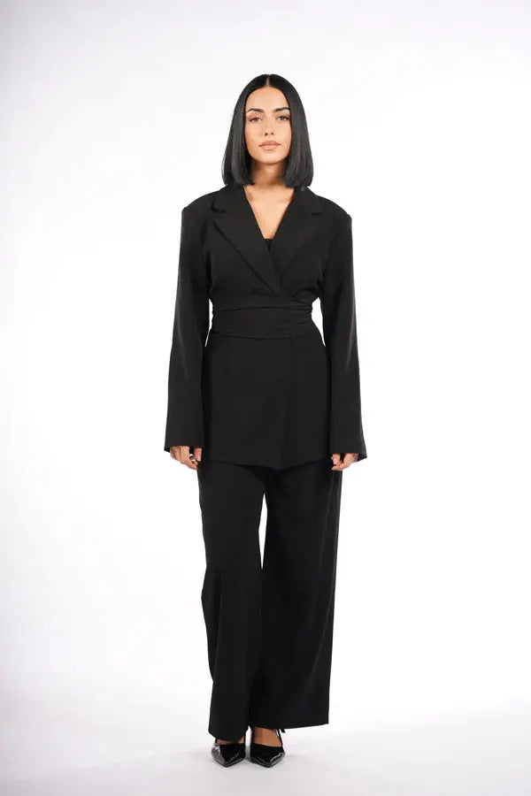 the noble belted blazer - black Losyana.Shop