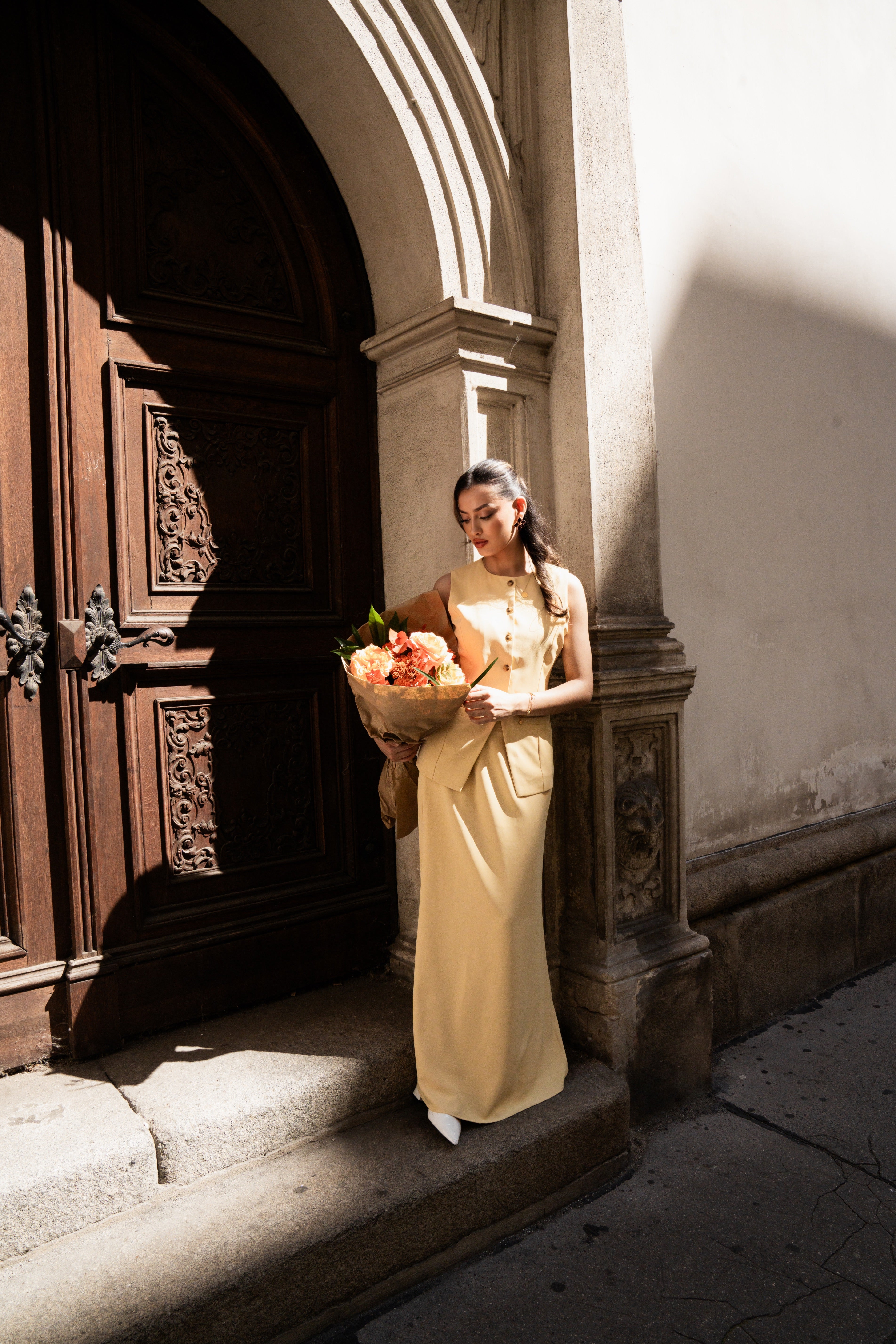 old vienna skirt - butter yellow