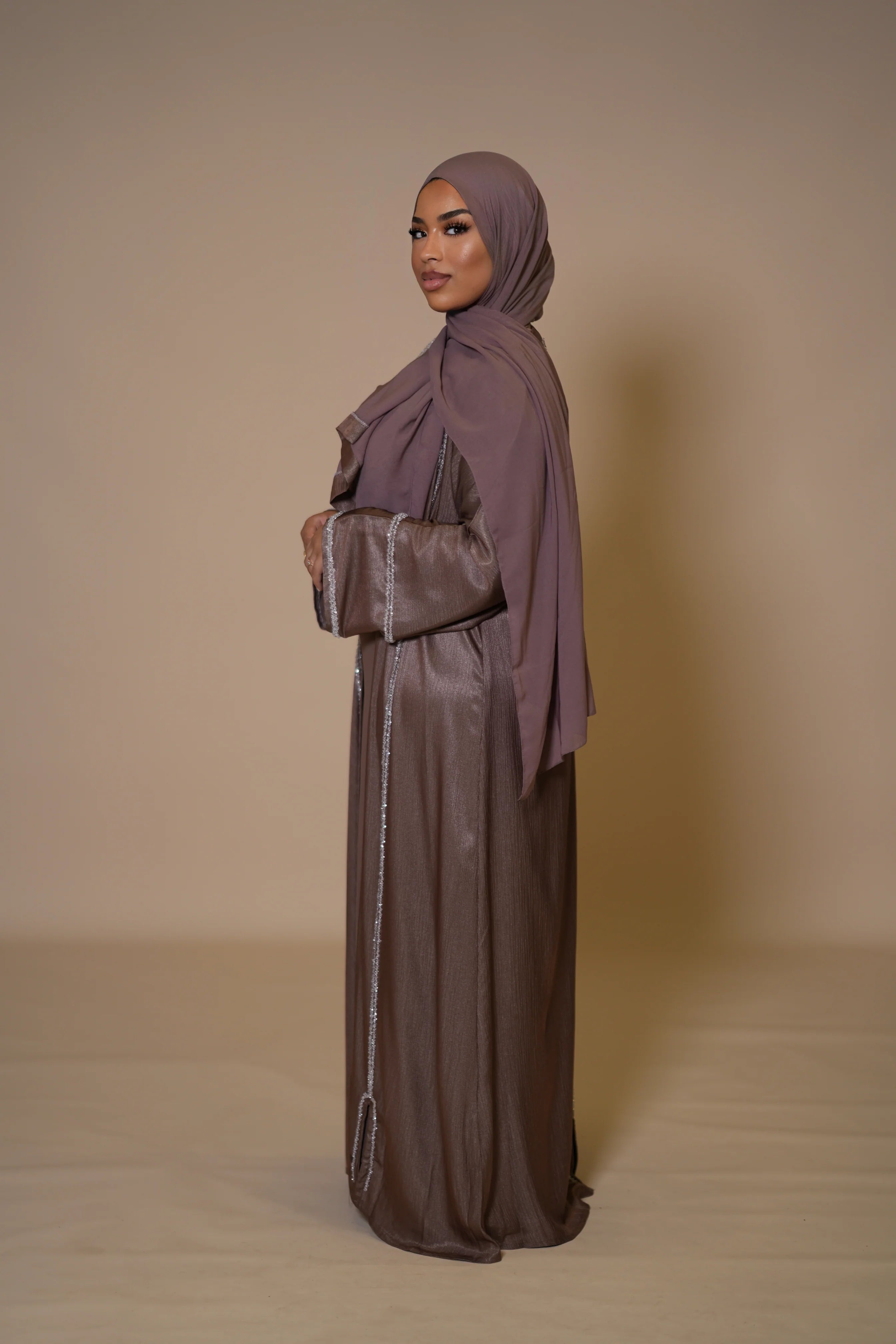 Brightstone shine Abaya - Mocca