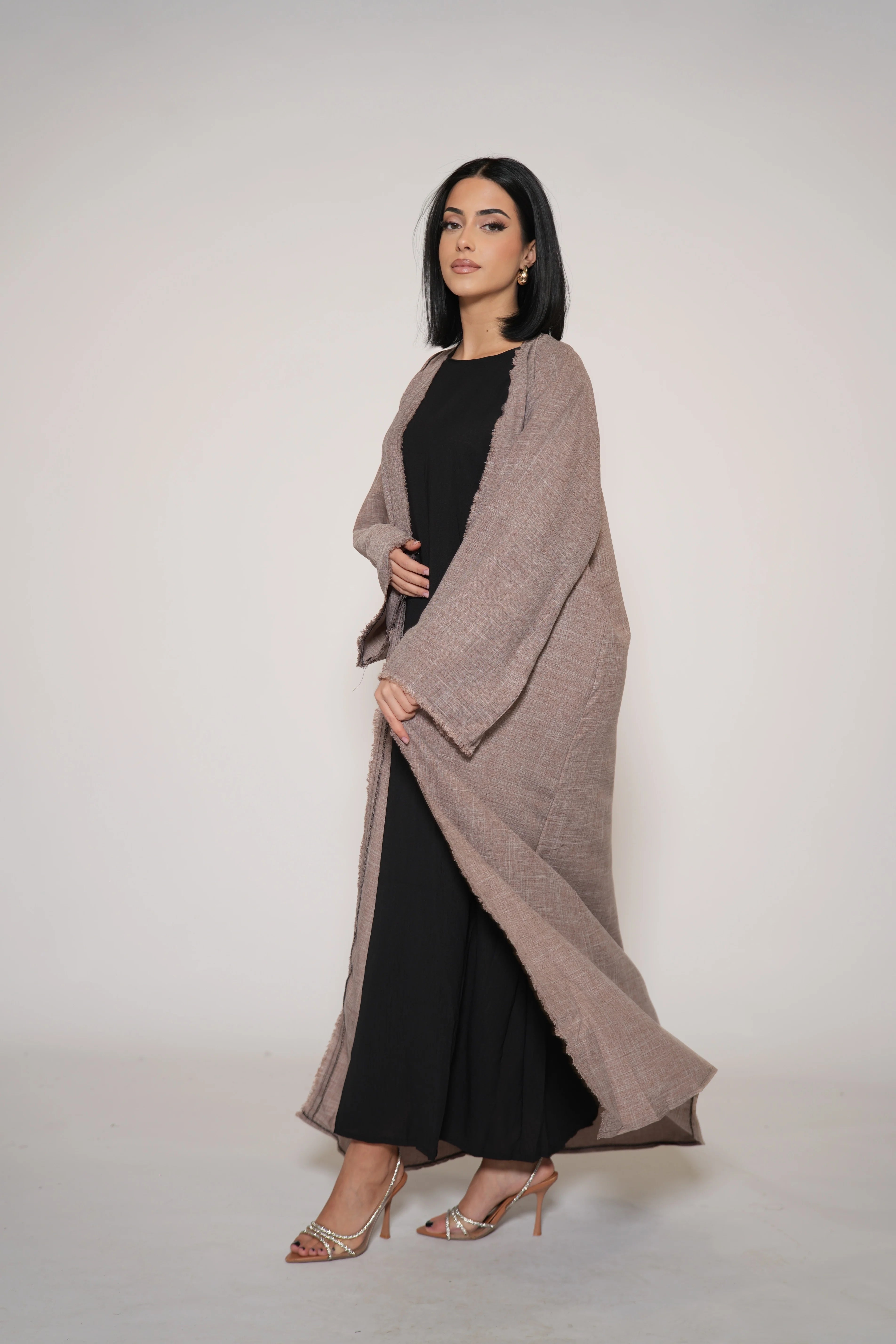 Fringles Linen Abaya - Rose Taupe