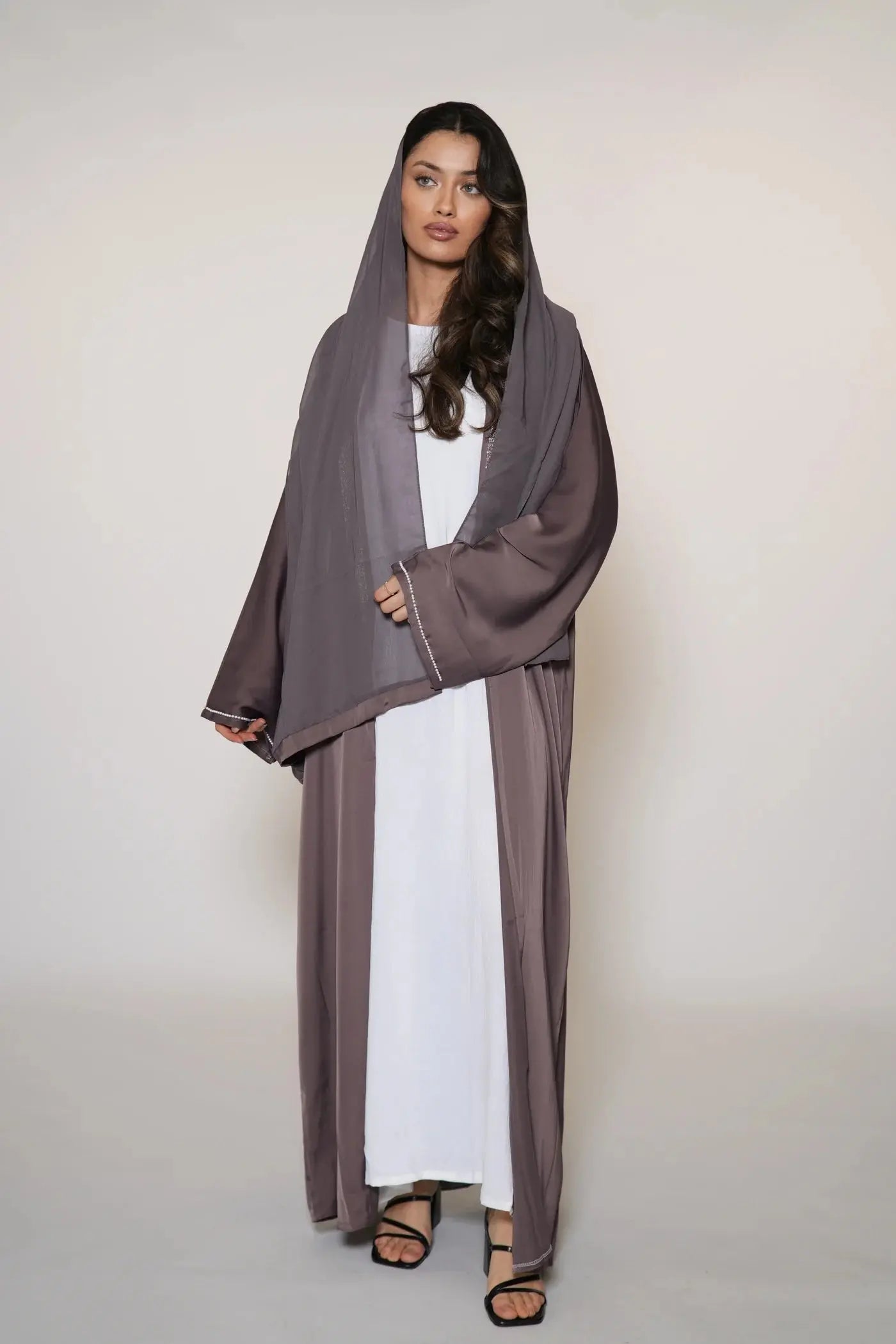 Pearl Stroke Abaya - Dark Purple Losyana.Shop