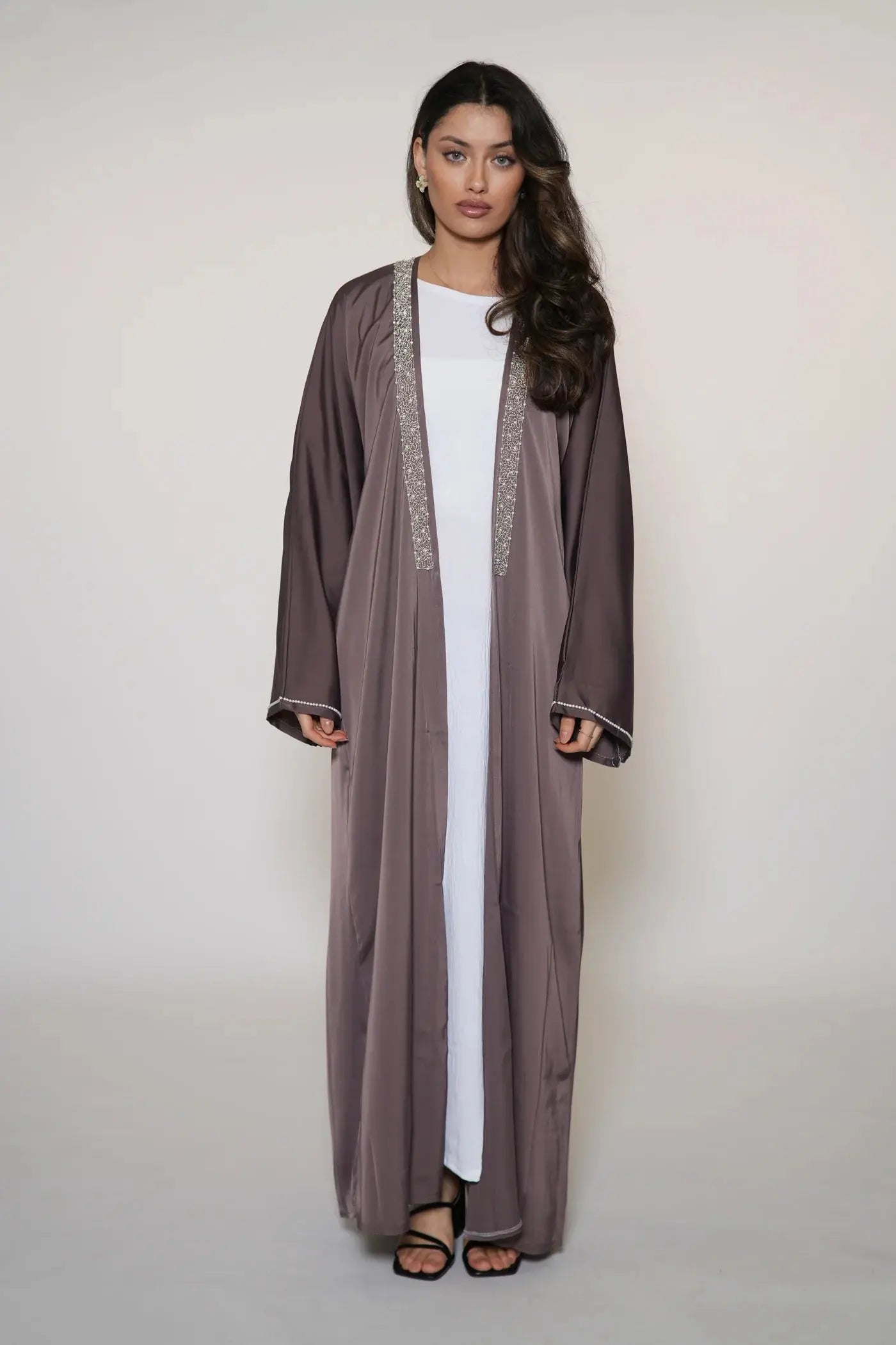 Pearl Stroke Abaya - Dark Purple Losyana.Shop