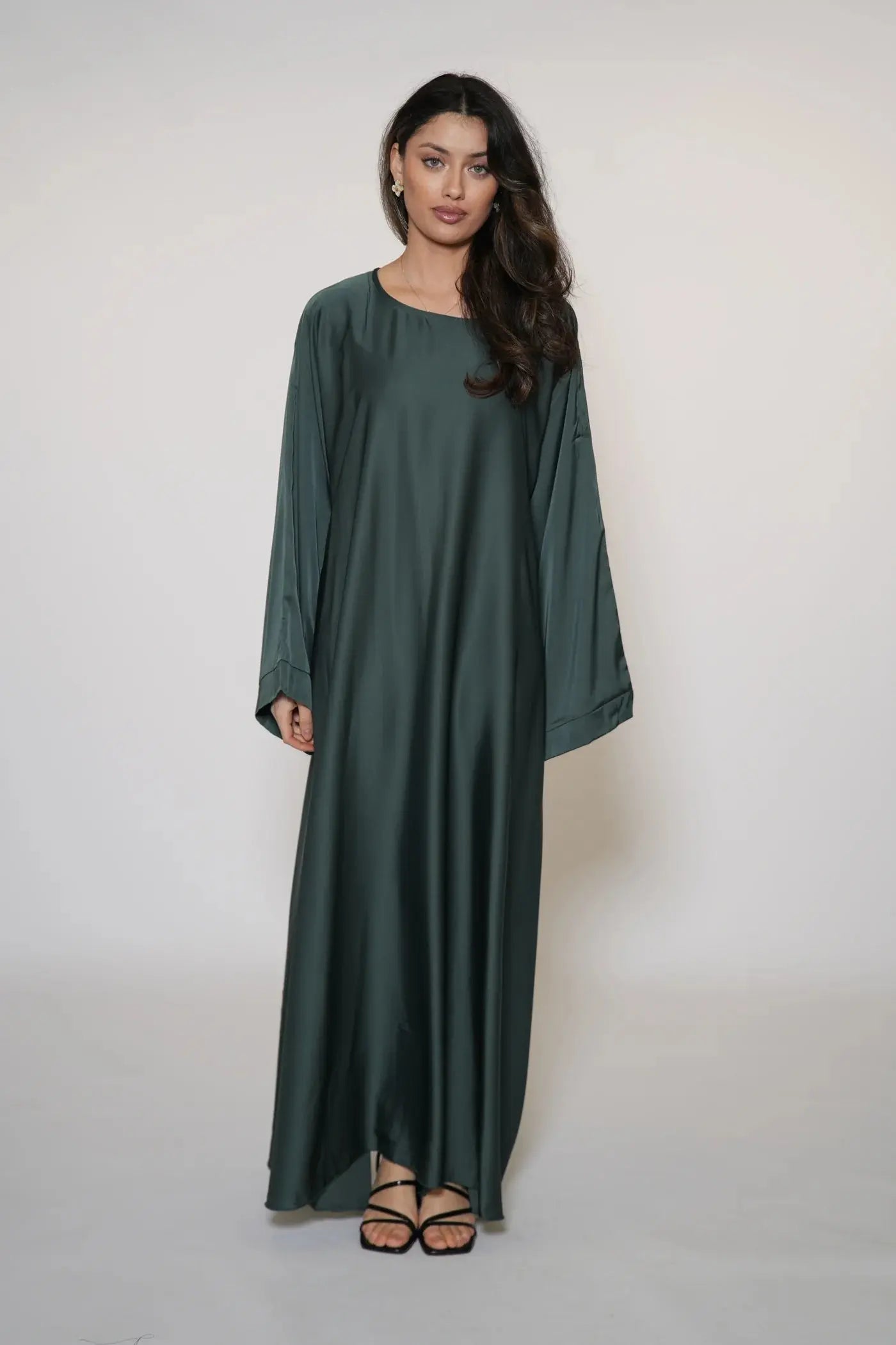 DXB Satin Abaya - royal green Losyana.Shop