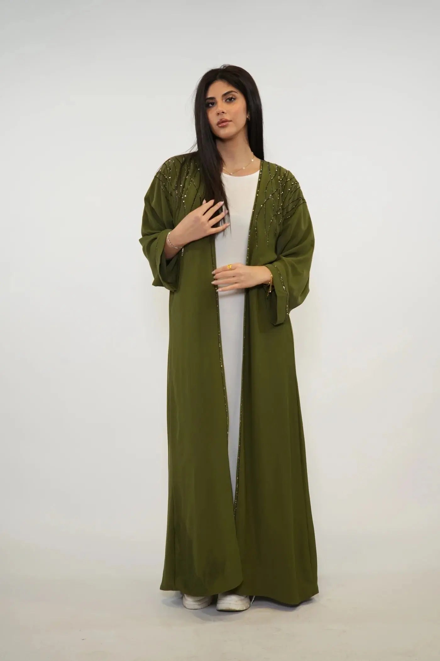 Emirate abaya- Khaki Green Losyana.Shop