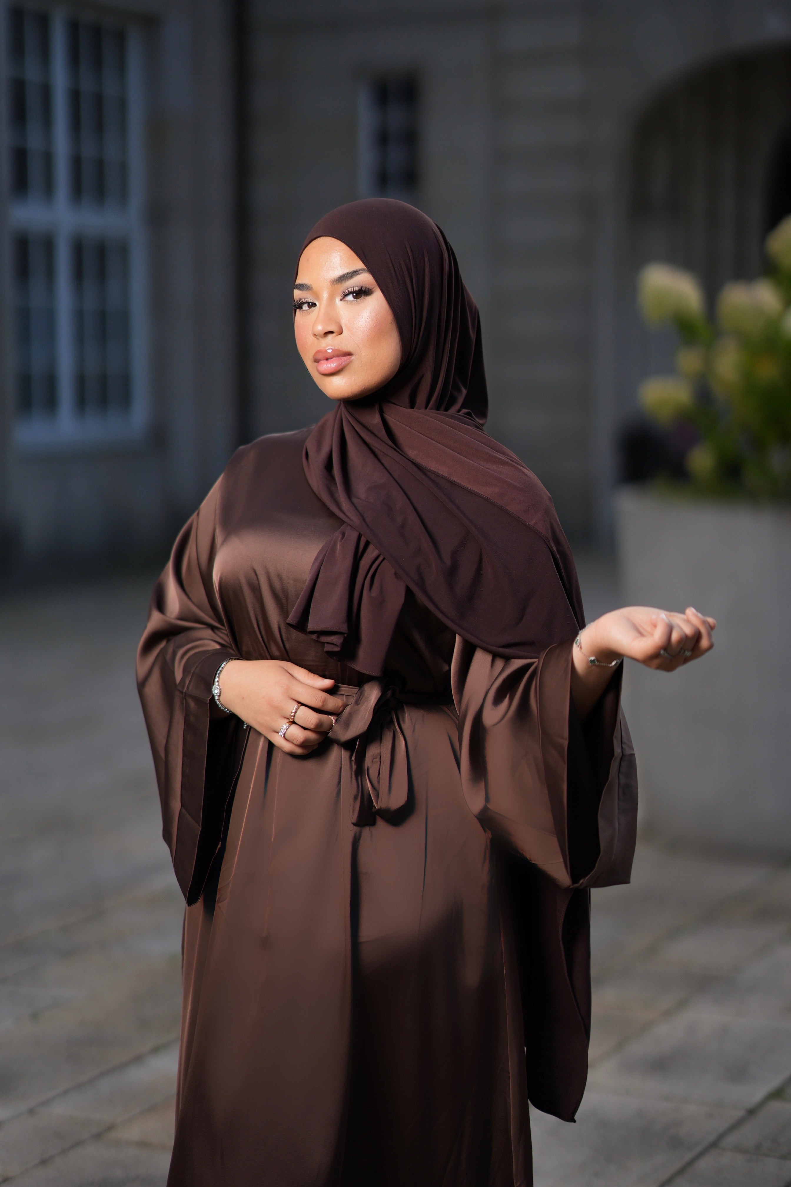 Dubai Satin Abaya - brown sugar