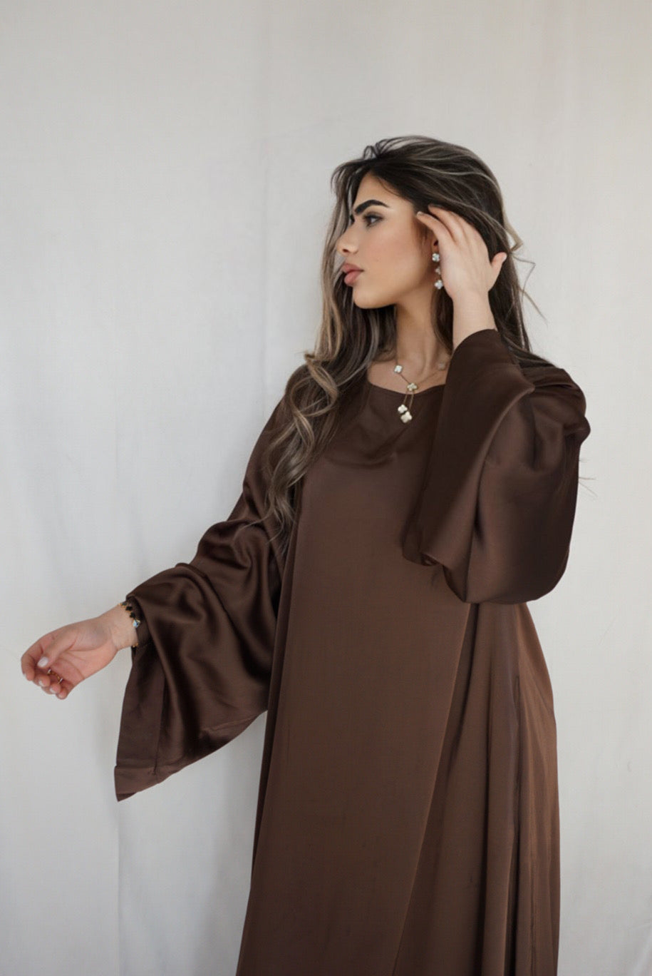 Dubai Satin Abaya - brown sugar
