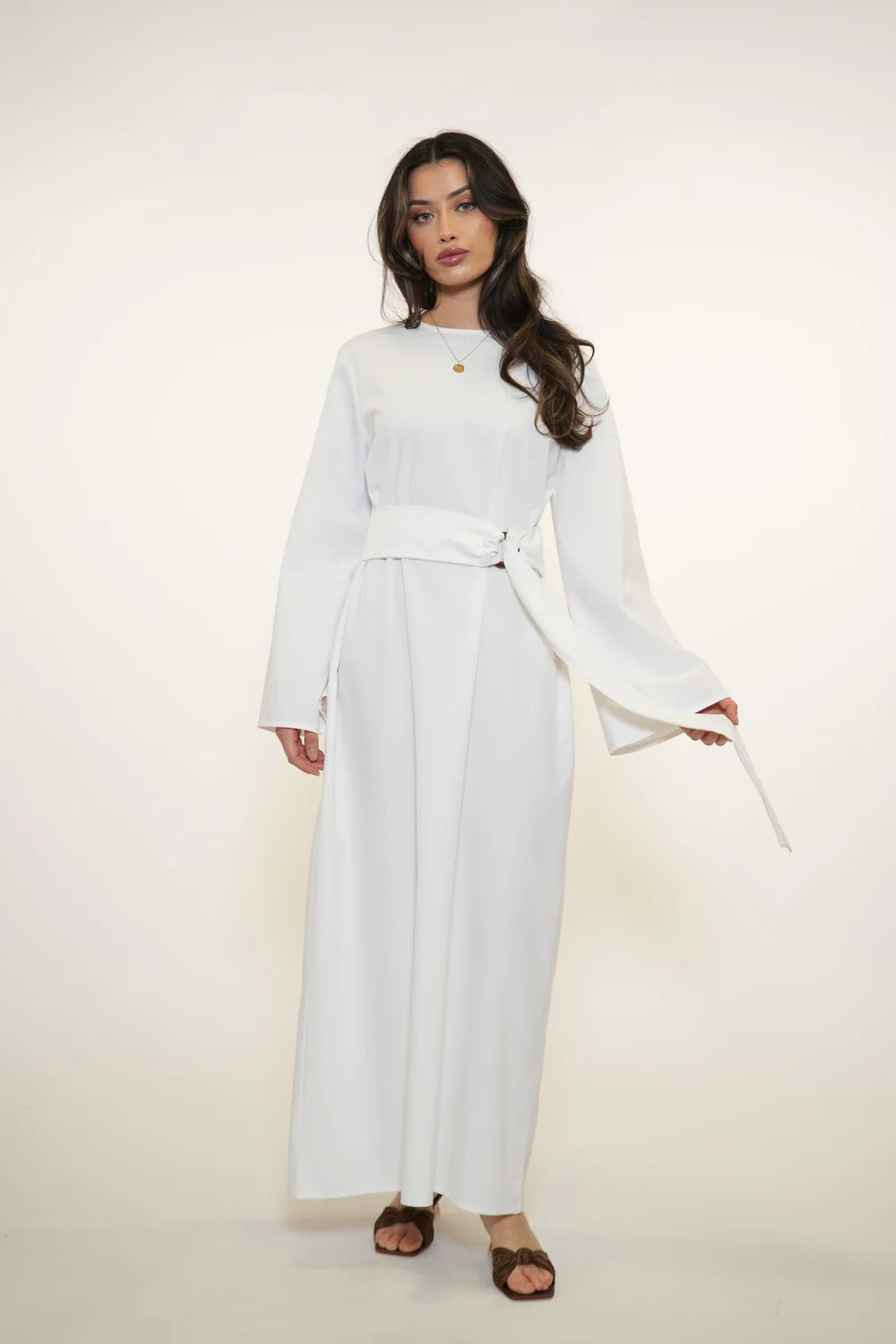 AMALFI LINEN DRESS - WHITE