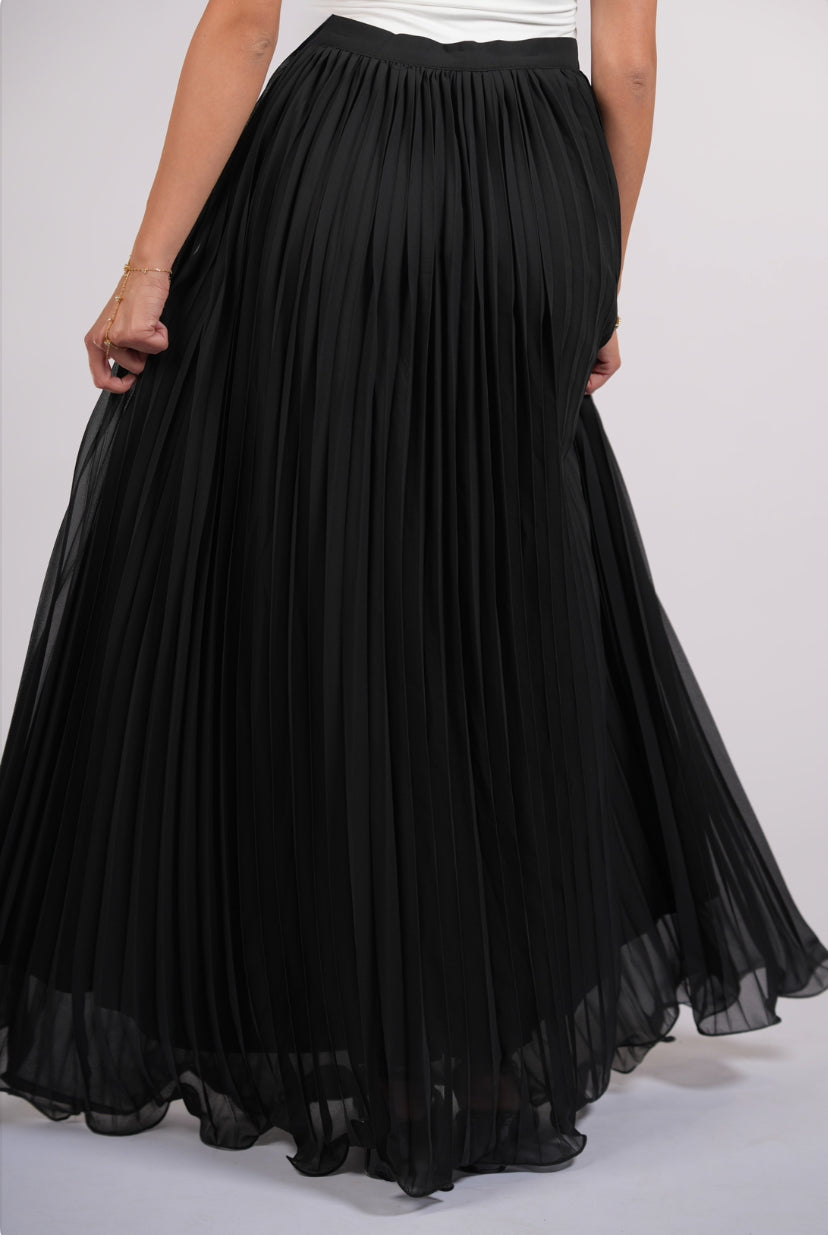 plisse skirt - black
