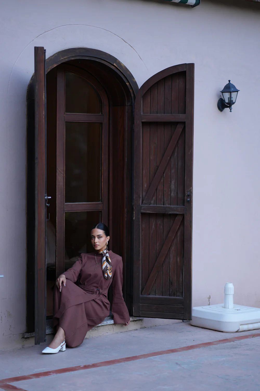 AMALFI LINEN DRESS - BROWN