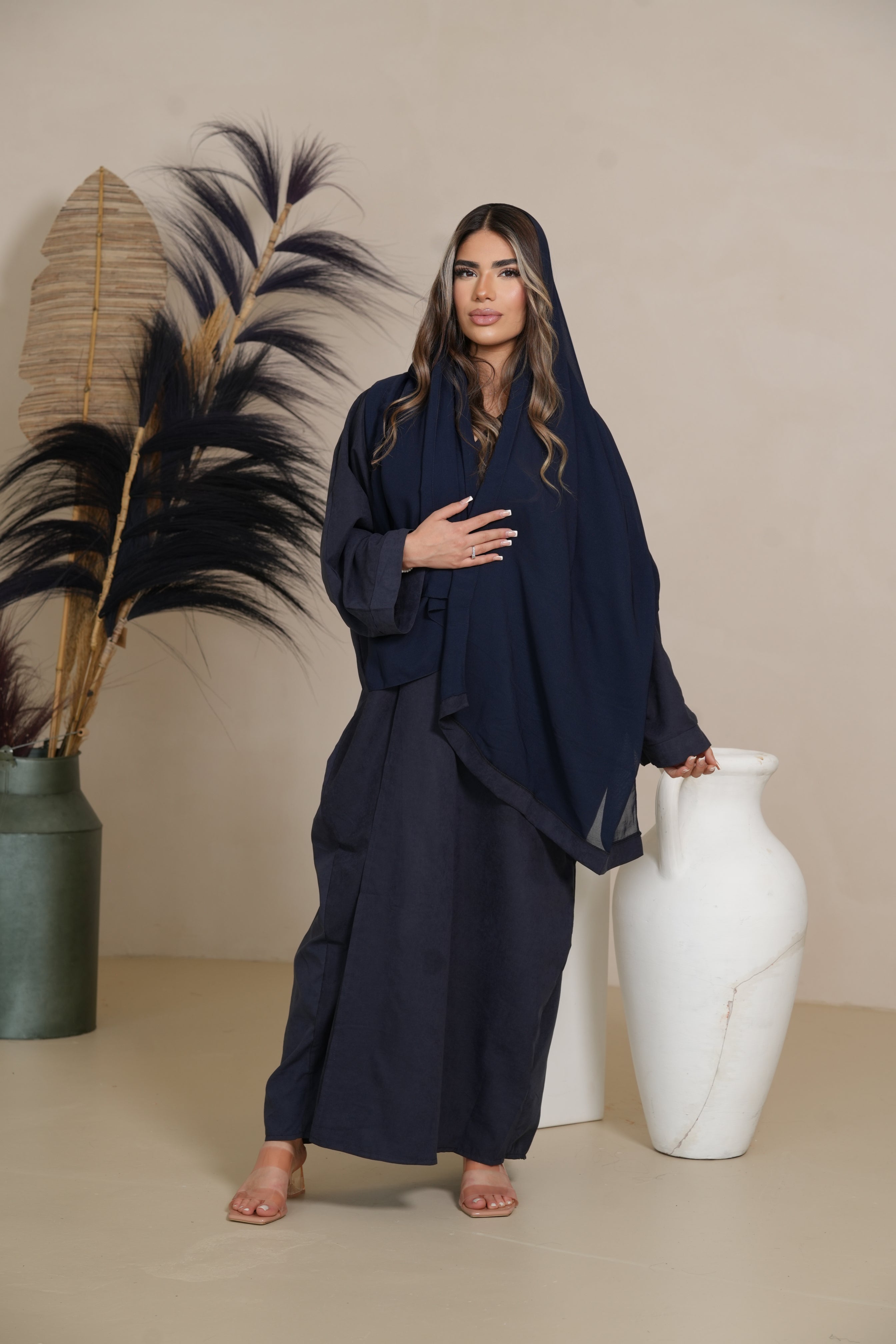 Velvet Daily Abaya - Dark Blue