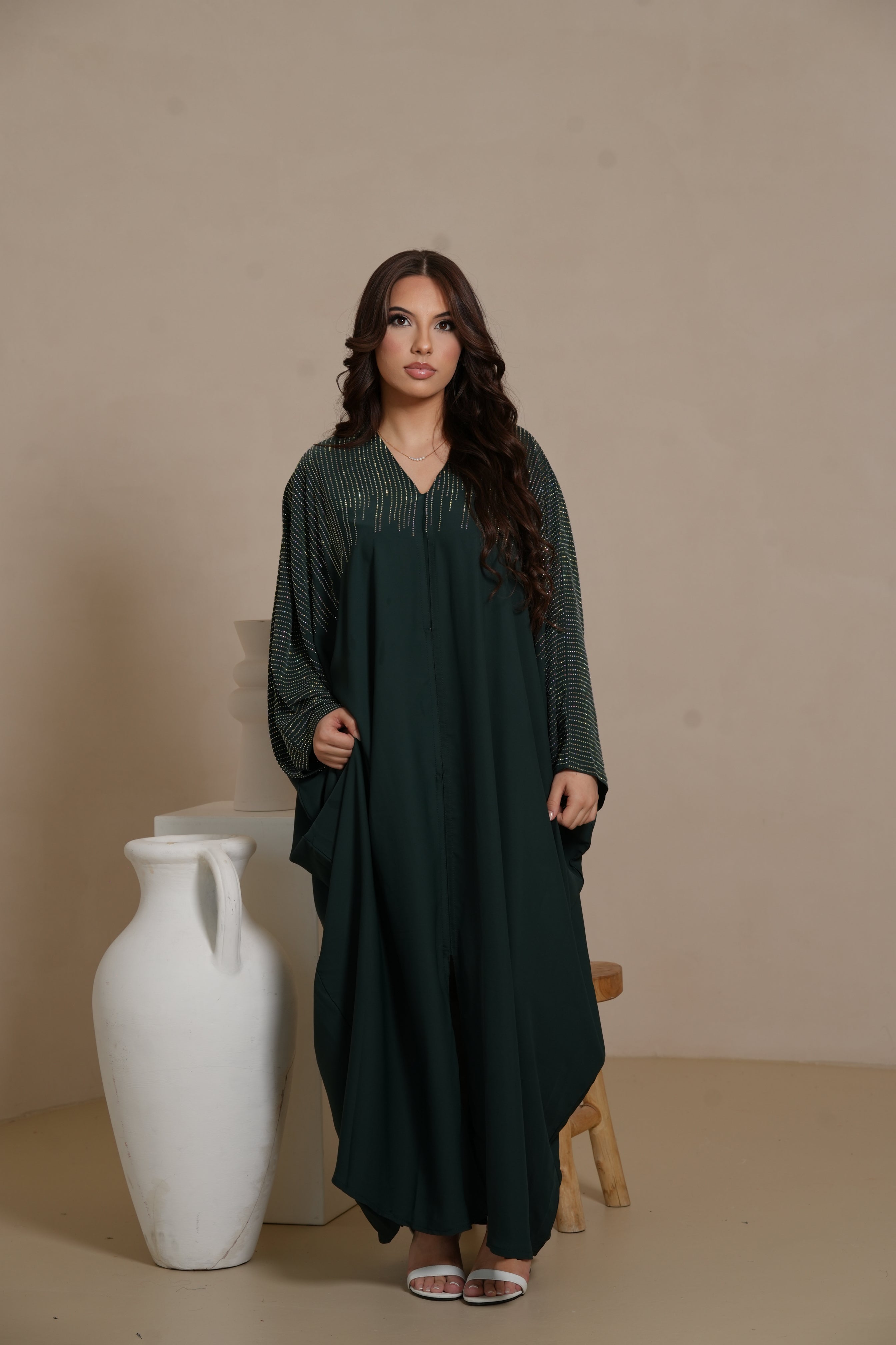 DXB Glitter Abaya - royal green