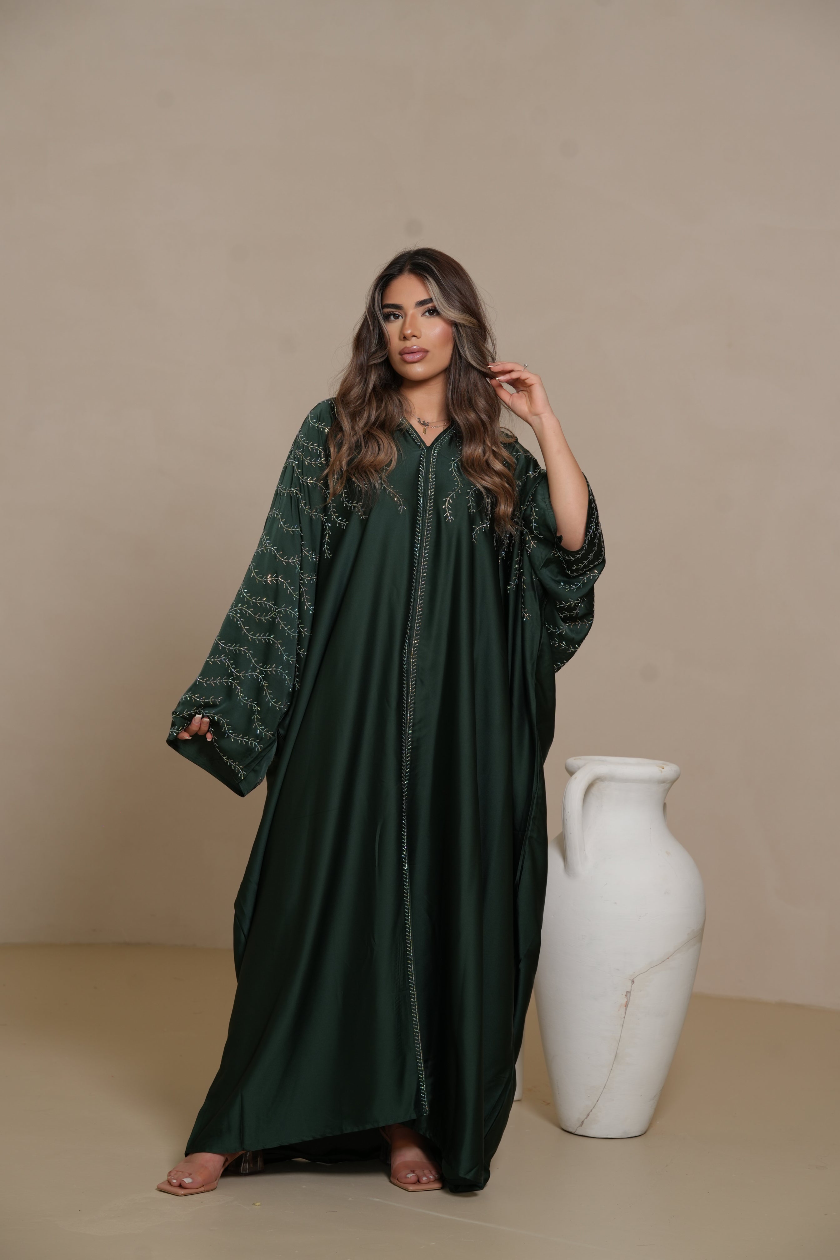 DXB Glitter Abaya - royal Green